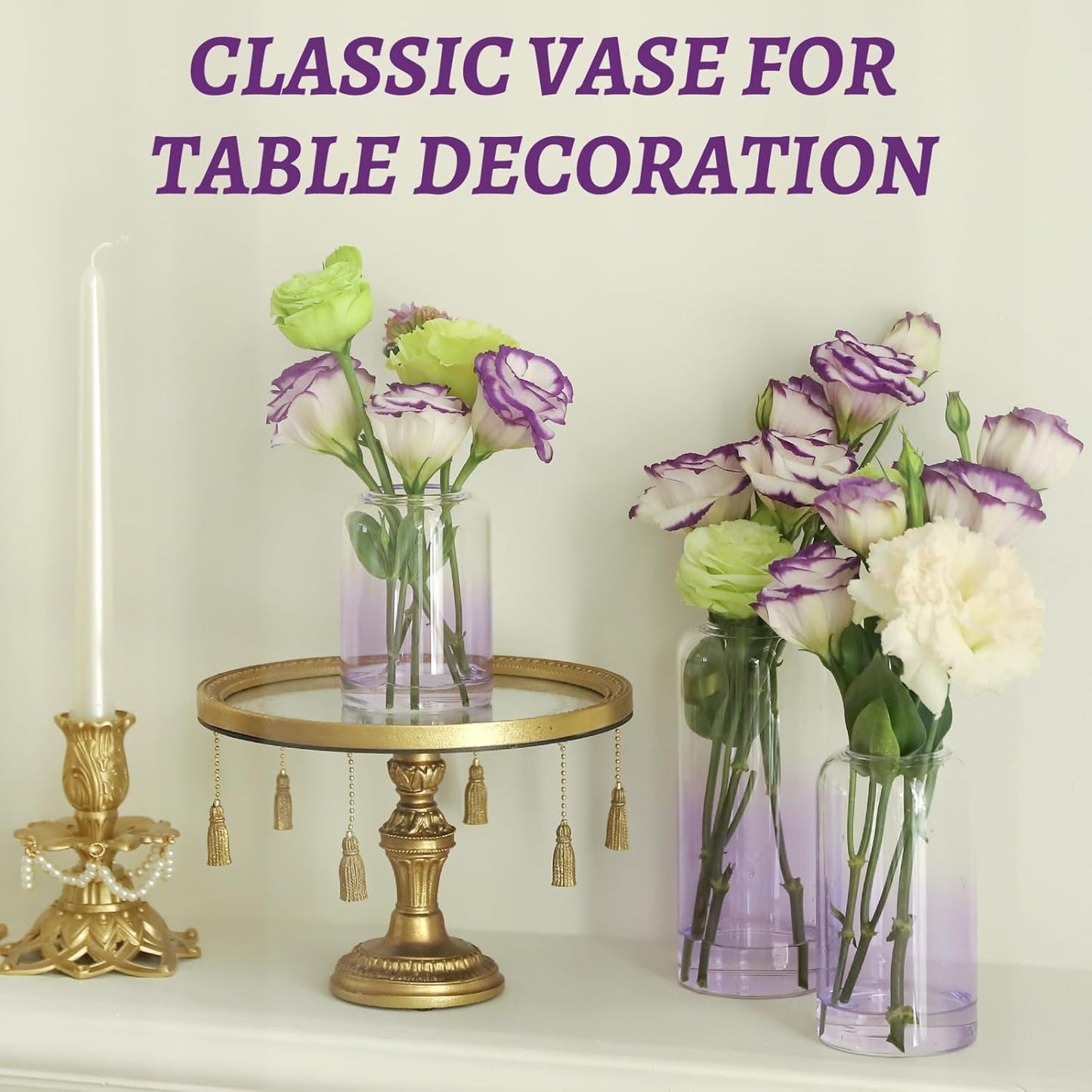 12Pcs Purple Vase Glass Bud Vases Set, Small Vases for Flowers, Modern Cylinder Flower Vases for Wedding Centerpiece, Living Room Decorative, Home Decor (Purple)