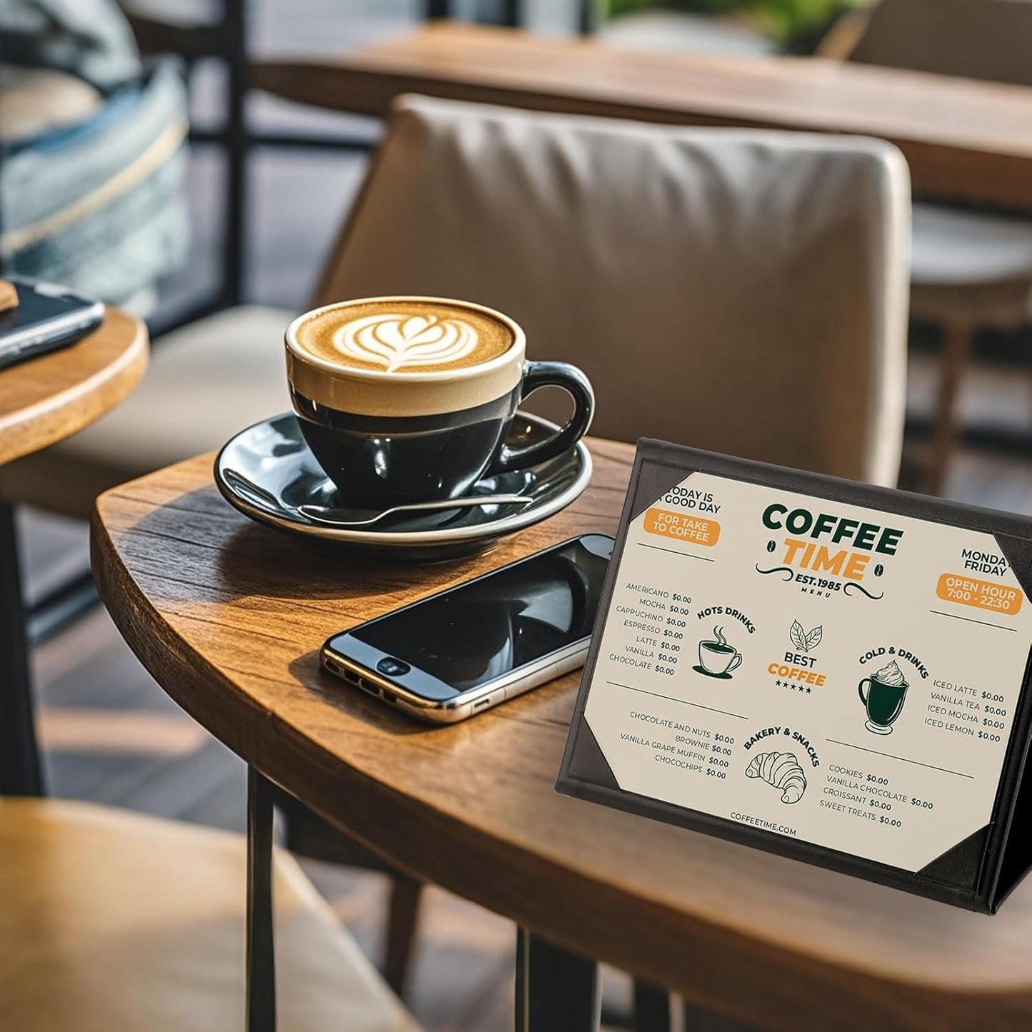 Menu Covers - Set of 10 Double-Sided Table Tent Cards for Restaurant, Dinner Party, and Bar Menus - Includes Bill Holder and Reserved Seating Signs - Easy to Clean and Foldable (20, 4"x6"Trifold)