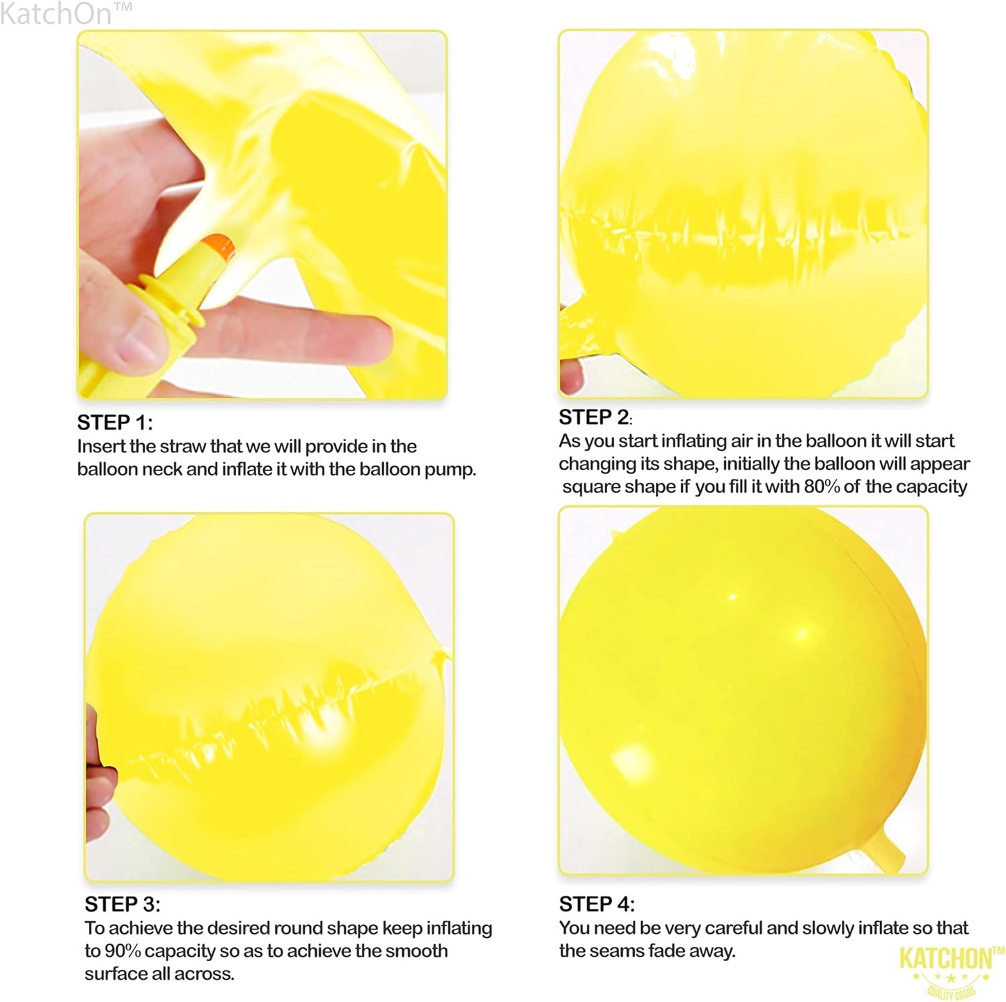 KatchOn Huge Mylar Balloons - 22 Inch, Pack of 6 | Large Yellow Foil Balloons for Sunflower Birthday Party Decorations