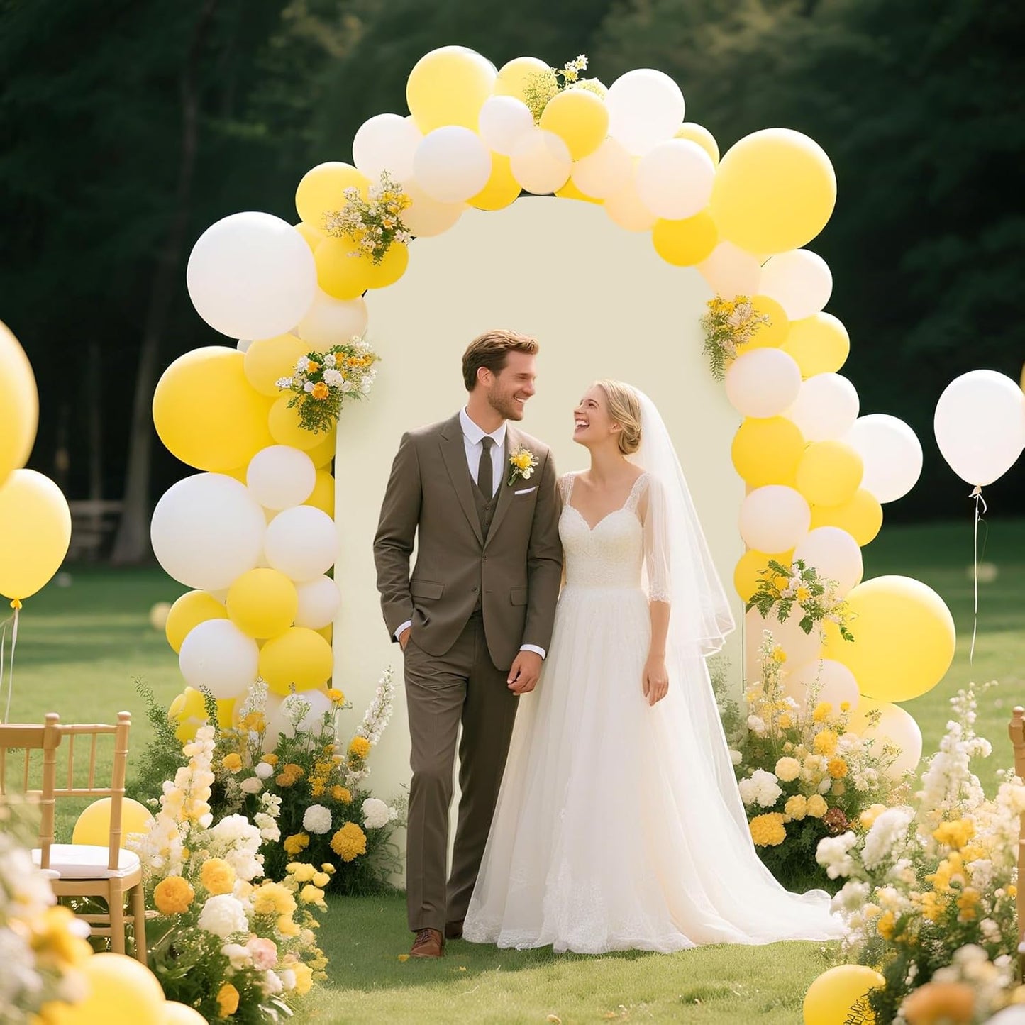 Ledido Wedding Arch Backdrop Cover 7.2FT Arch Covers Fitted Stretchy Spandex Round Top Stand Backdrop Cover for Wedding Banquet Ceremony Birthday Party Baby Shower Event Decoration,Ivory