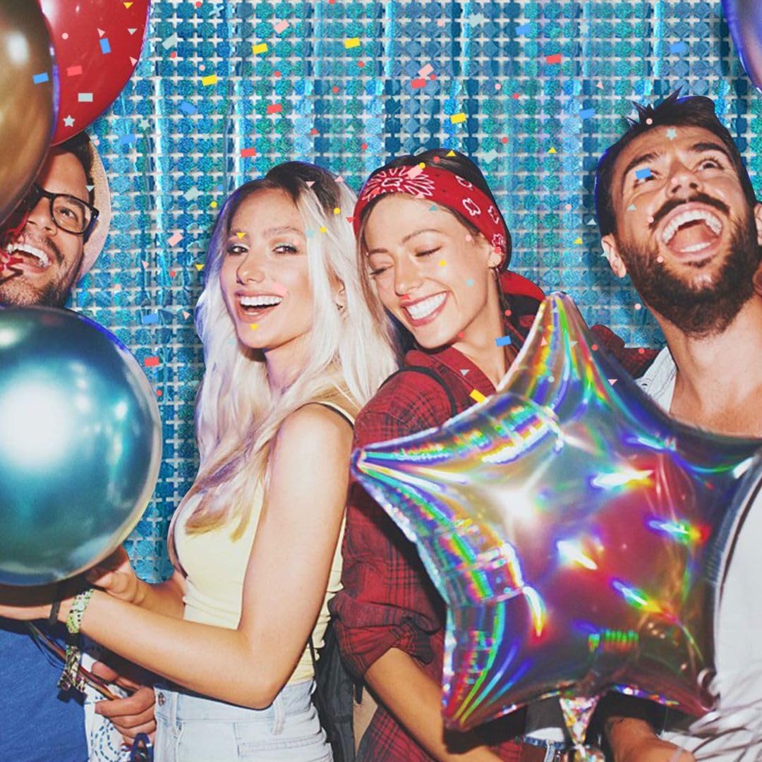 Blue Foil Fringe Curtains Backdrop, Blue Streamers Party Decorations, Frozen Birthday Party Decorations, Under The Sea Party Supplies, Beach Pool Party Favor, Ocean Decor, Pastel Wall Decor