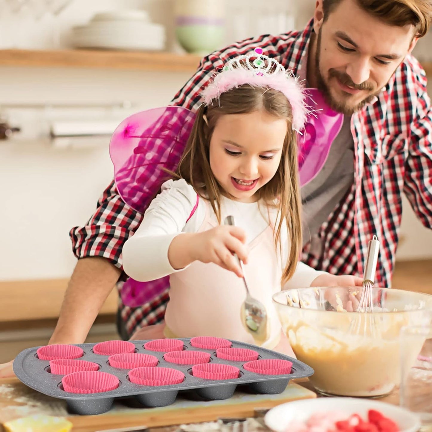 Caperci Standard Pink Cupcake Muffin Liners 500-Count, No Smell, Food Grade & Grease-Proof Paper Baking Cups (Pink)