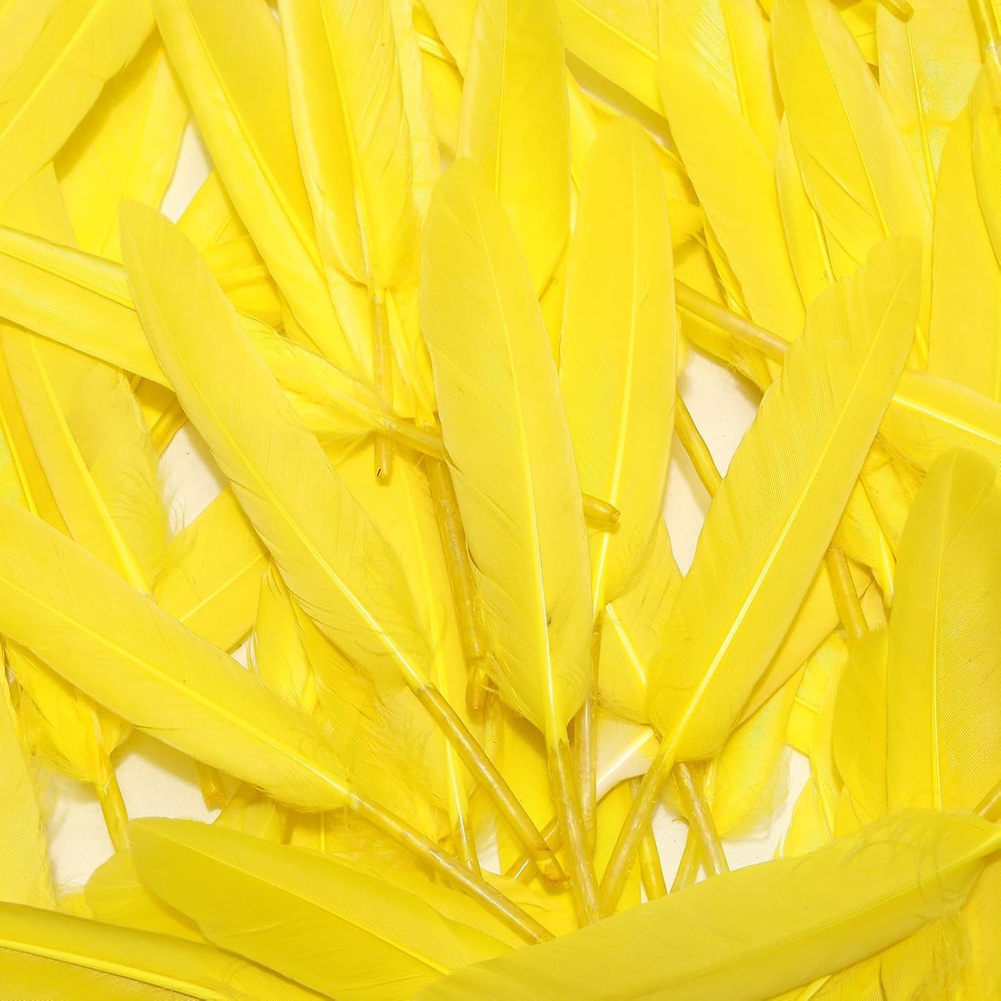 FeelfunFeather 120pcs Yellow Goose Cochettes Feather Natural Bulk 4-6 inch 10-15cm for Wedding Party Christmas Halloween Decorations DIY Crafts Goose Cochettes Feather