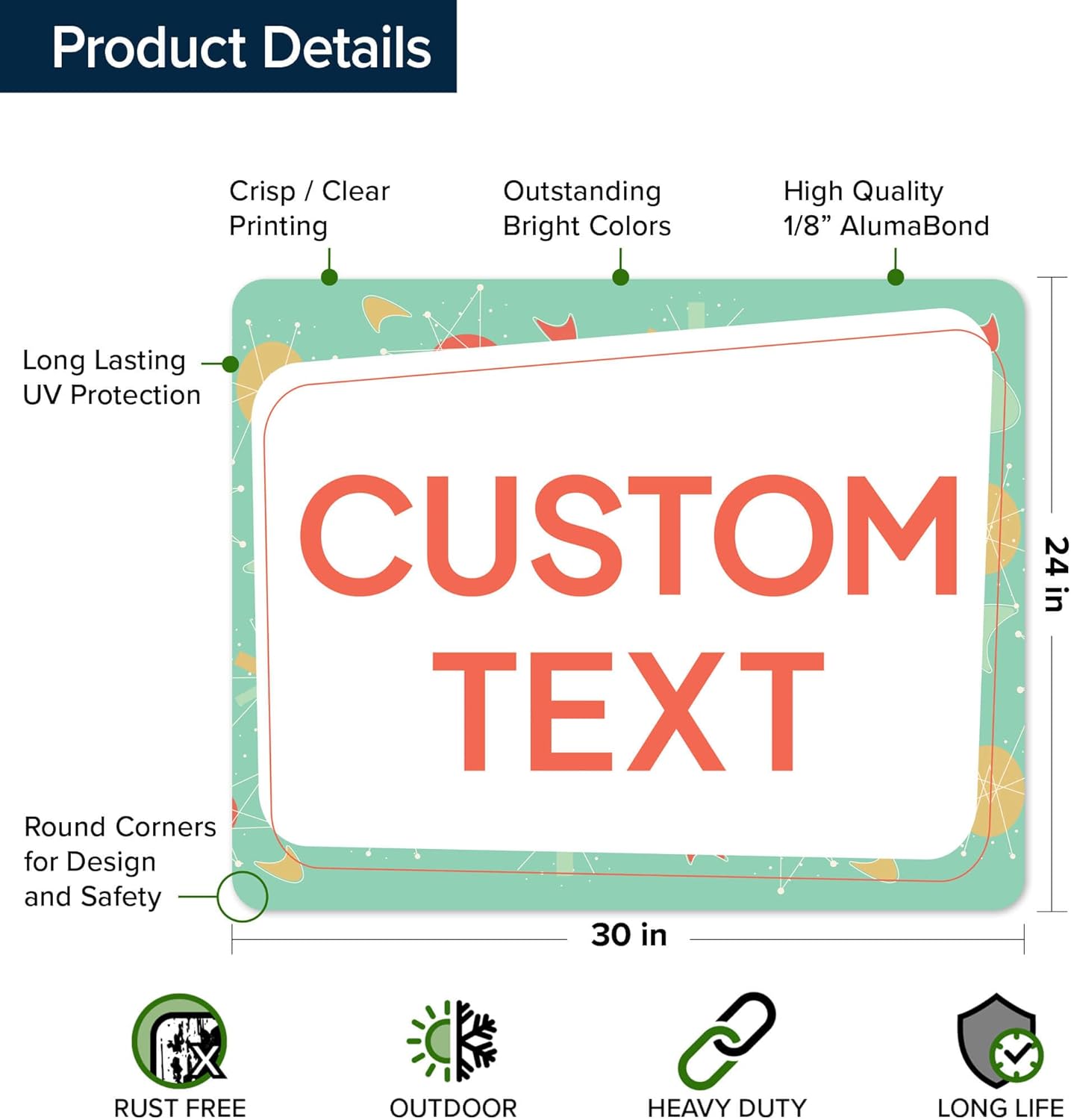 Custom Sign, Custom Street Sign, 11 Font Colors, 13 Font Styles, 4 Hole Options, 22 Sizes, 24x30 Inches, Rust Free DiBound, Fade Resistant, Made in USA by My Sign Center (Mid-Century Modern 2)