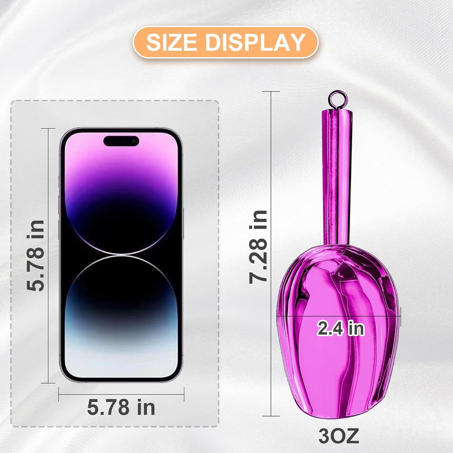 Metal Ice Scoop 3 Oz, Small Stainless Steel Ice scooper for Ice Maker Ice Bucket Kitchen Freezer Bar Party Wedding, Multipurpose for Coffee Bean,Flour Scoop,Dog Food Scoop (3 OZ-purple)