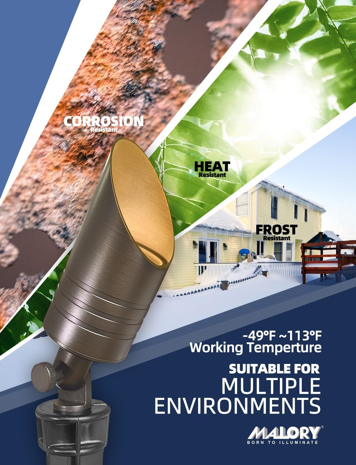 MALORY Brass Outdoor Spot Lights,12V AC/DC Low Voltage LED Landscape Lighting,Waterproof Spot Up Light for Garden,Patio and Yard (S05-Bronze, 6-Pack with Bulb)