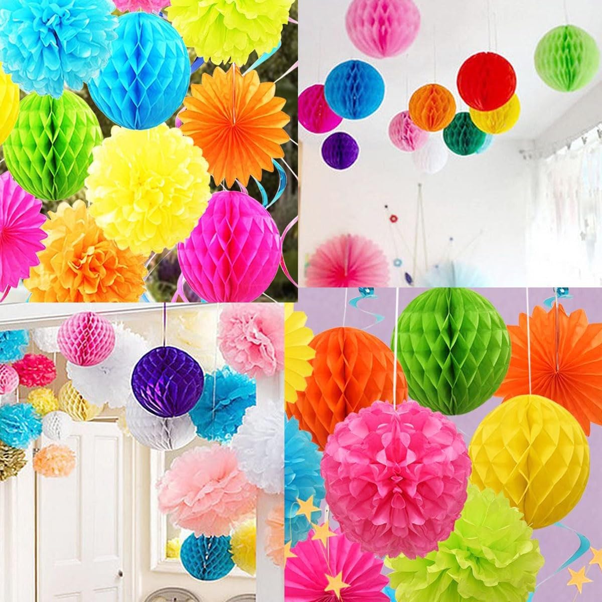 8pc Honeycomb Balls Party Decorations 8'' 10'' Tissue Paper Pom Poms Flower Balls Hanging Paper Honeycomb Balls for Party Baby Shower Birthday Wedding Nursery Wall Decor(8'' 10'' Beige)