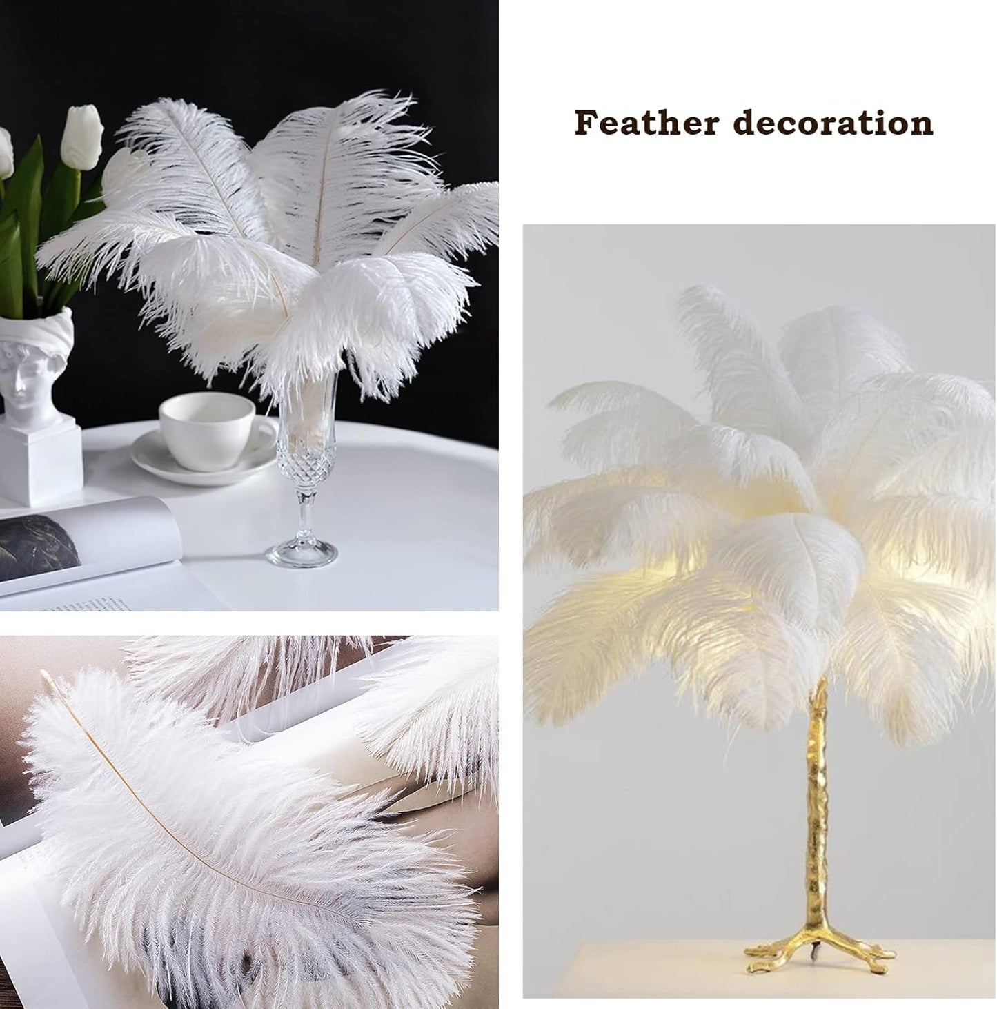 NEWONG 30pcs Mint Green Ostrich Feathers Natural Bulk 9-12in(23-30cm) Vase Craft Wedding Home Party Centerpieces Christmas Day Decoration