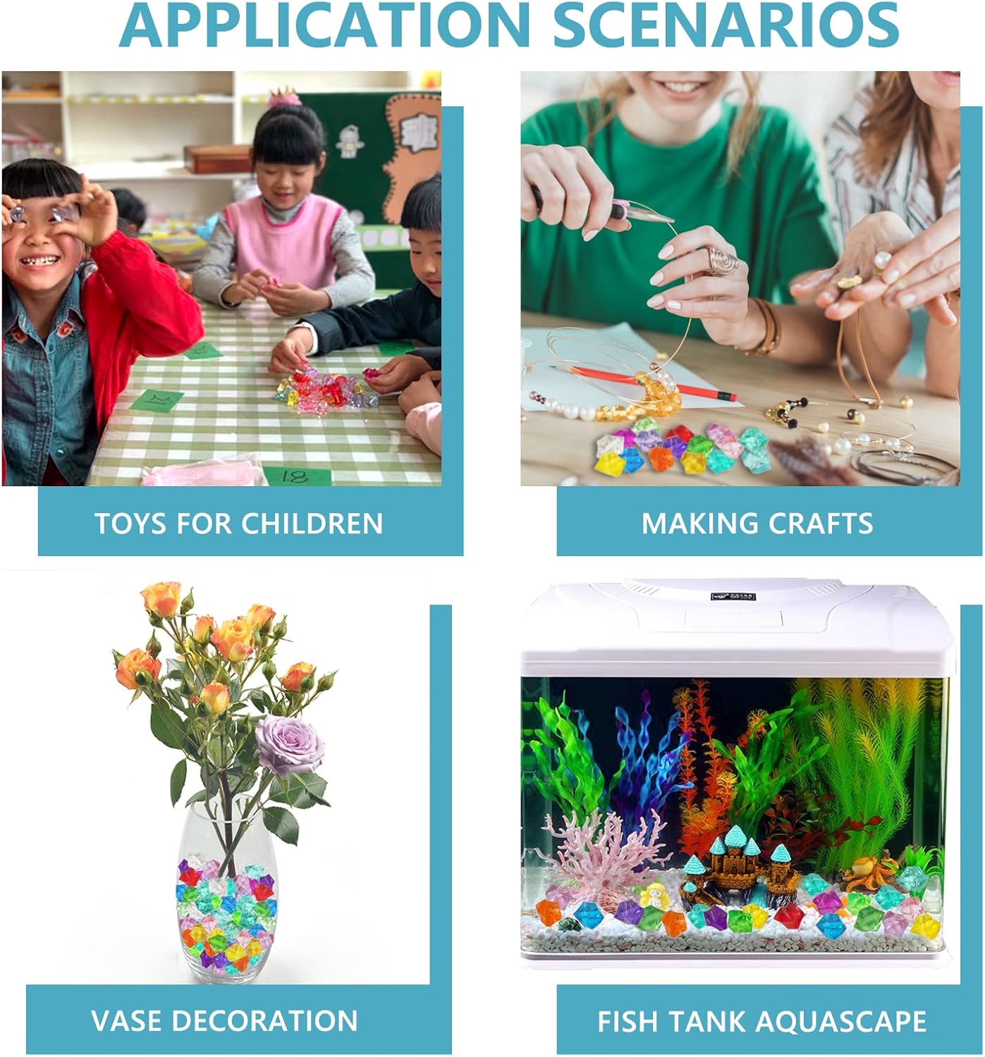 Vase Fillers for Home Decor, Fake Crushed Ice Cubes, Vase Fillers, 150 pcs Reusable Fake ice Cubes for Photography Accessories Props Decoration(0.86 * 0.62inch,Blue)