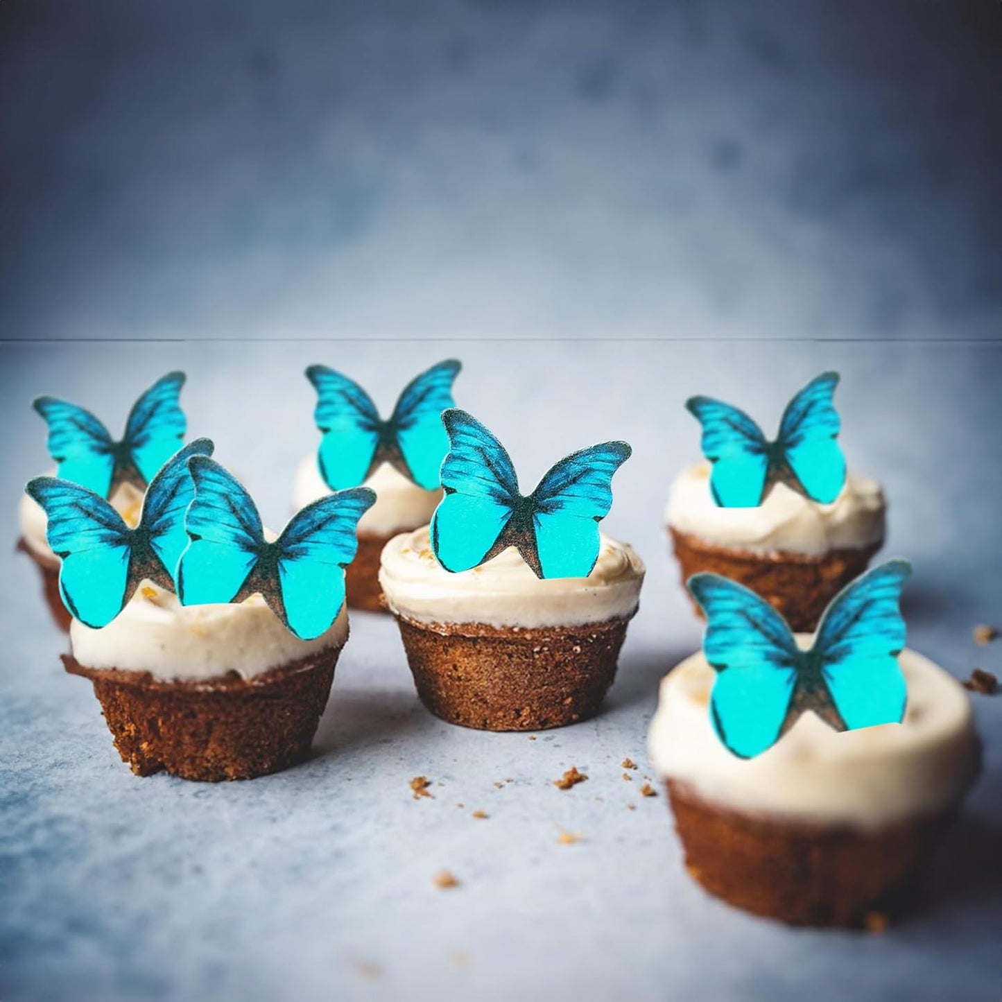 Ephlyn 48Pcs Edible Butterfly Cupcake Toppers Cute 3D Butterfly Cake Picks for Butterfly Theme Baby Shower Bridal Shower Boys Girls Birthday Party Cake Decorations Supplies Green