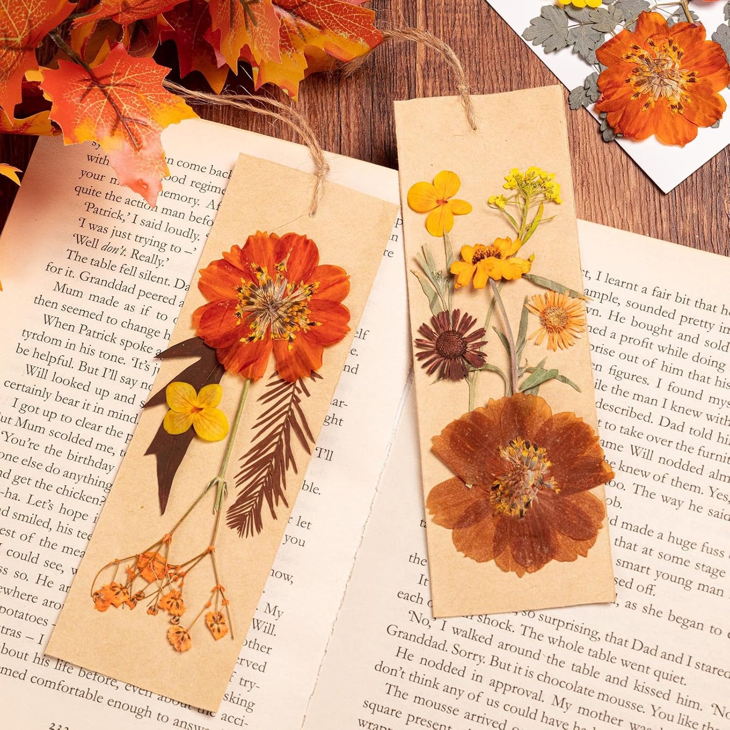 78 Pcs Fall Dried Pressed Flowers with Tweezer, Fall Themed Real Dried Flowers Leaves for DIY Crafts Resin Molds, Yellow Orange Dried Flowers for Autumn Halloween Thanksgiving Decorations