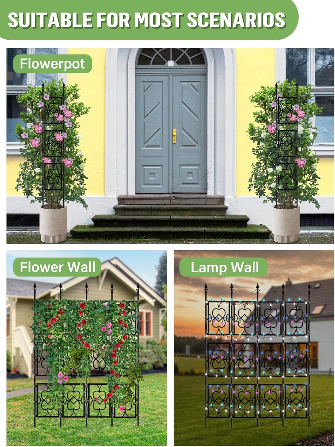 4 Sets Garden Trellis for Climbing Plants, Kalolary 5.5FT Plastic Love Screen Plant Trellis Frame for Potted Plants Rustproof Thicken Cucumber Trellis Stand for Vines Flowers Vegetable Indoor Outdoor