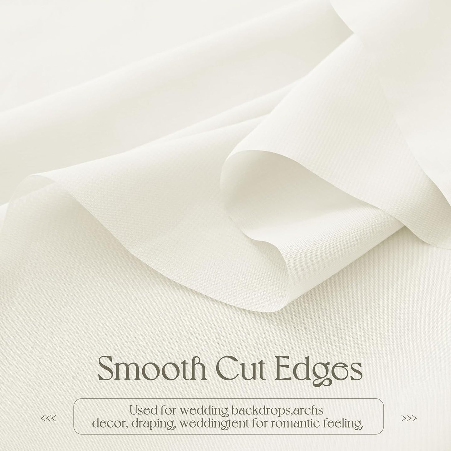 VACVELT Wedding Arch Draping Fabric, Ivory Chiffon, 2 Panels Sheer Drapes, 30 Inch x 20ft Chiffon Backdrop Curtain, Outdoor Sheer Drapery for Ceremony Party Ceiling