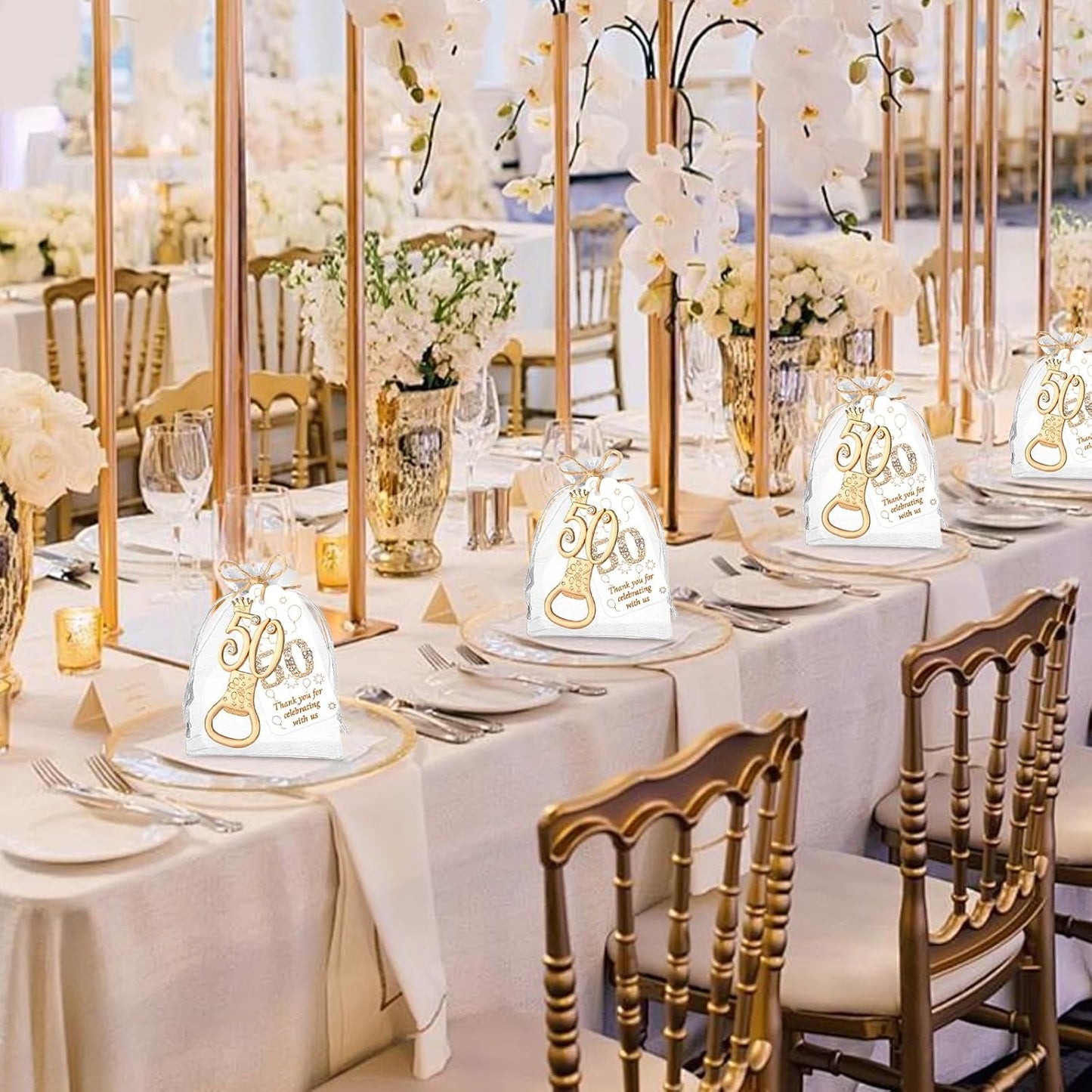 50Pcs 50th Birthday Bottle Opener Set 50th Birthday Party Favors 50th Golden Bottle Openers Personalized Party Favors Wedding Anniversaries Souvenirs Favors For Guests Party