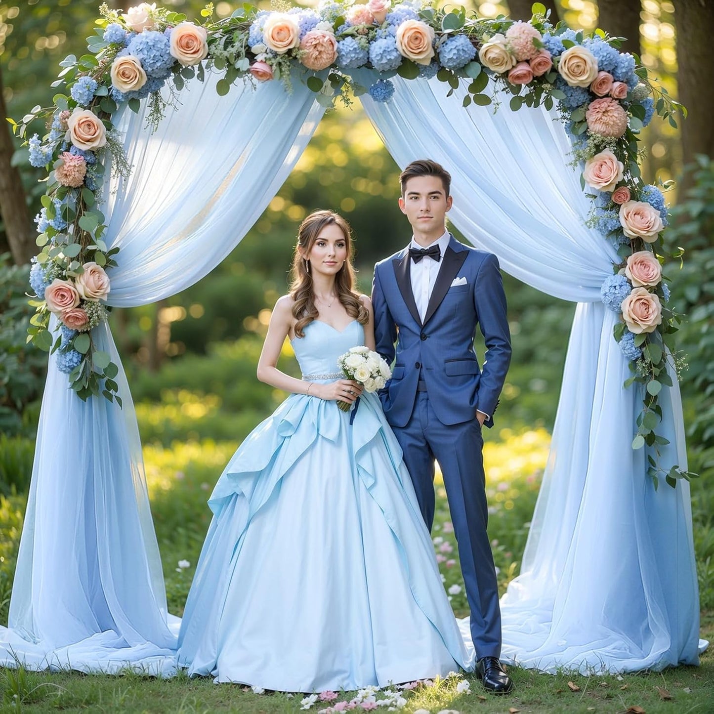 Wedding Arch Draping Fabric, 1 Panel 18FT Baby Blue Sheer Backdrop Curtain Chiffon Fabric Drapes Arbor Drapery Wedding Ceremony Reception Swag Decorations