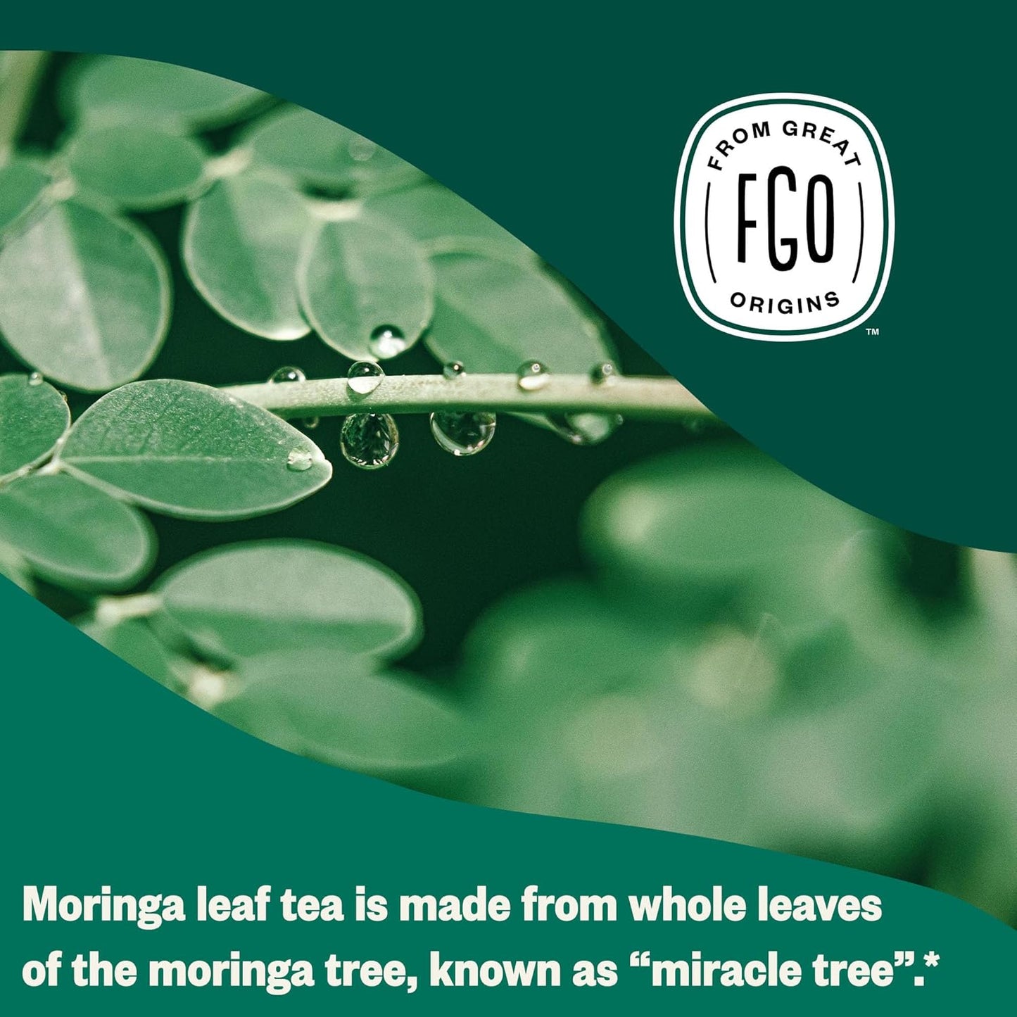 FGO Organic Moringa Mint Tea, 100 Count, Eco-Conscious Herbal Tea Bags, Resealable Bag, Caffeine Free, Packaging May Vary (Pack of 1)