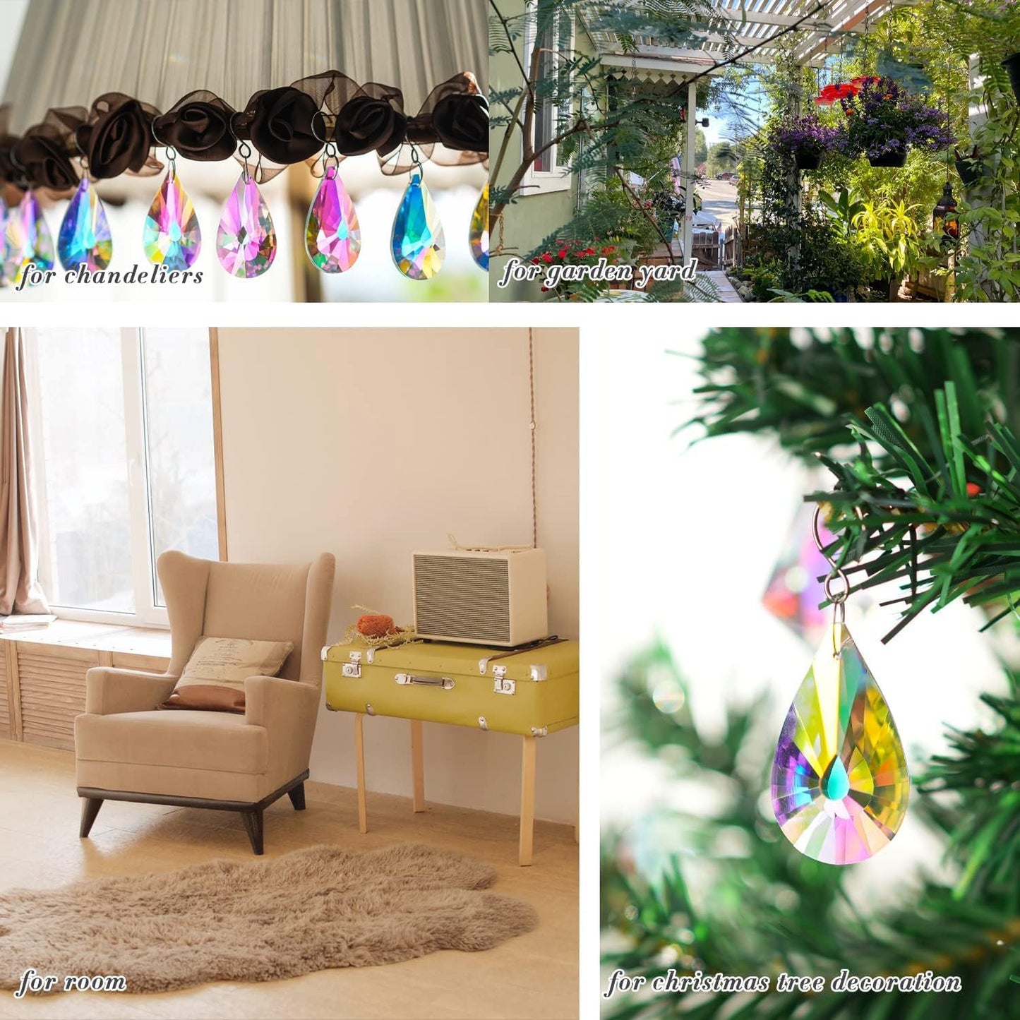10 Pack Colorful Crystal Prisms Suncatcher,Sun Shine Catcher Rainbow Pendants,Crystals Prisms for Windows,Glass Hanging Decor for Home Garden Wedding DIY Ornament