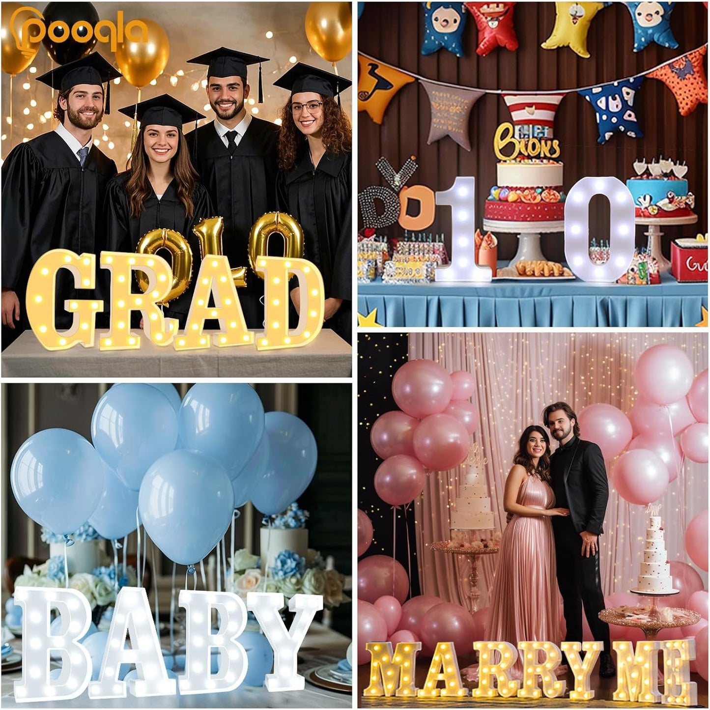 Pooqla LED Marquee Letter Lights, Warm White and Cool White Decorative Lighted Letters, Light Up Alphabet Letters for Boys Girls, Party, Wedding, Bar, Night Light, Birthday Decoration, Letter X