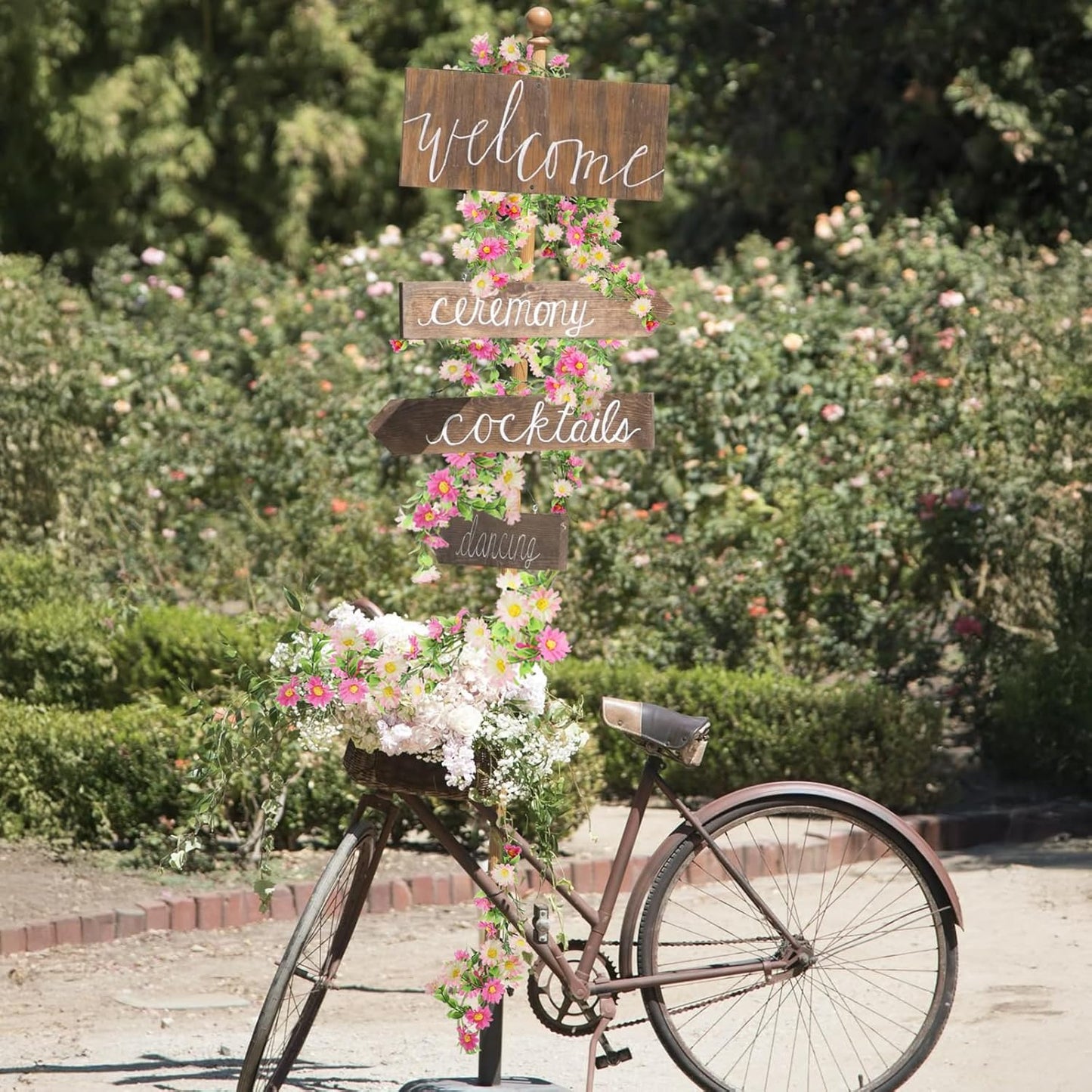 Silk Flower Garland Pink Wildflower Garland with Artificial Sunflower Daisy 6.5Ft Fake Hanging Vines for Party Wall Home Party Backdrop Wedding Indoor Baby Shower Decorations