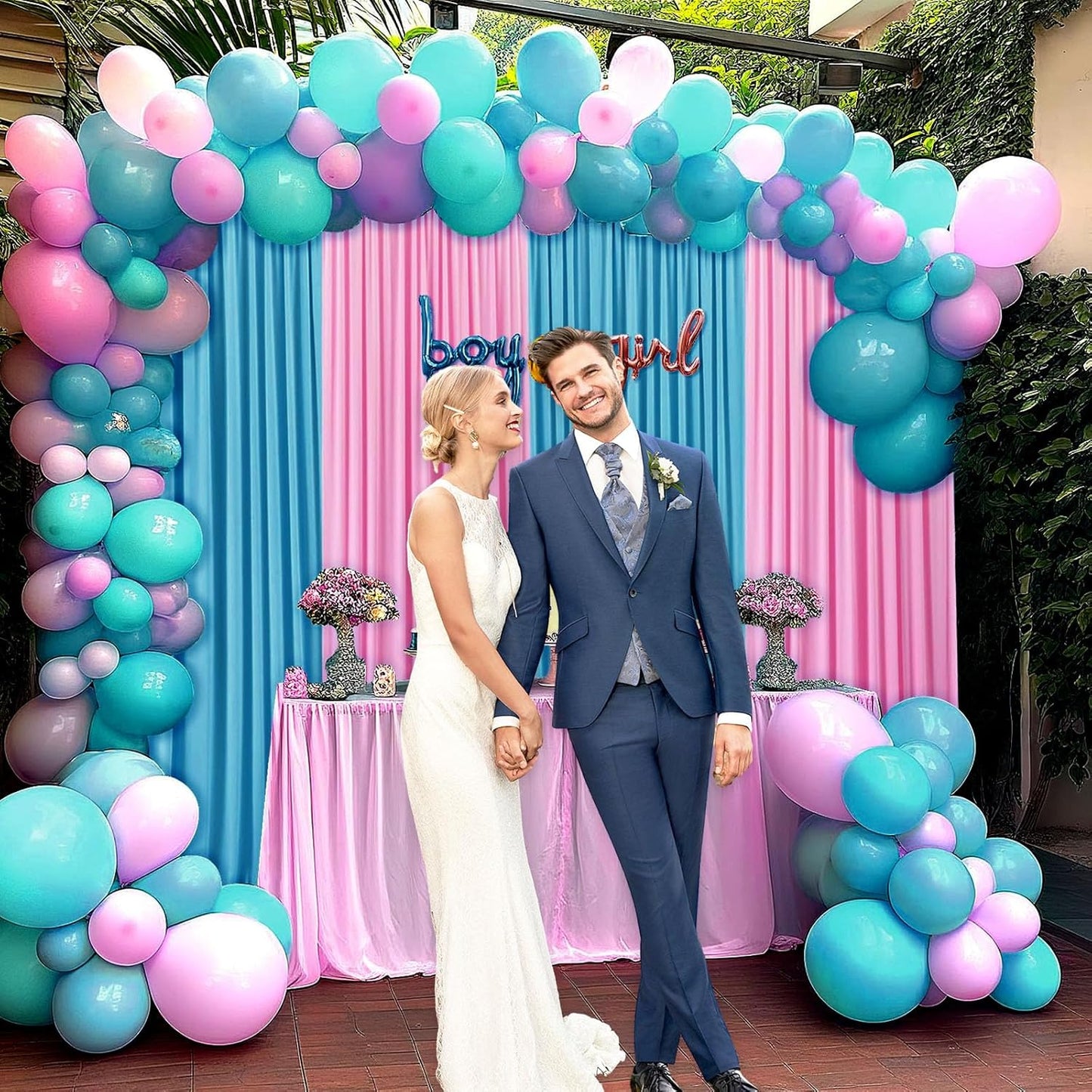 10 x 10 Feet Lake Blue Backdrop Curtain for Partie, Background Curtains for Photoshoot, Birthday, Wedding, Halloween, Thanksgiving, Christmas Day, New Year Party Decorations 5Ft x 10Ft, 2 Panels