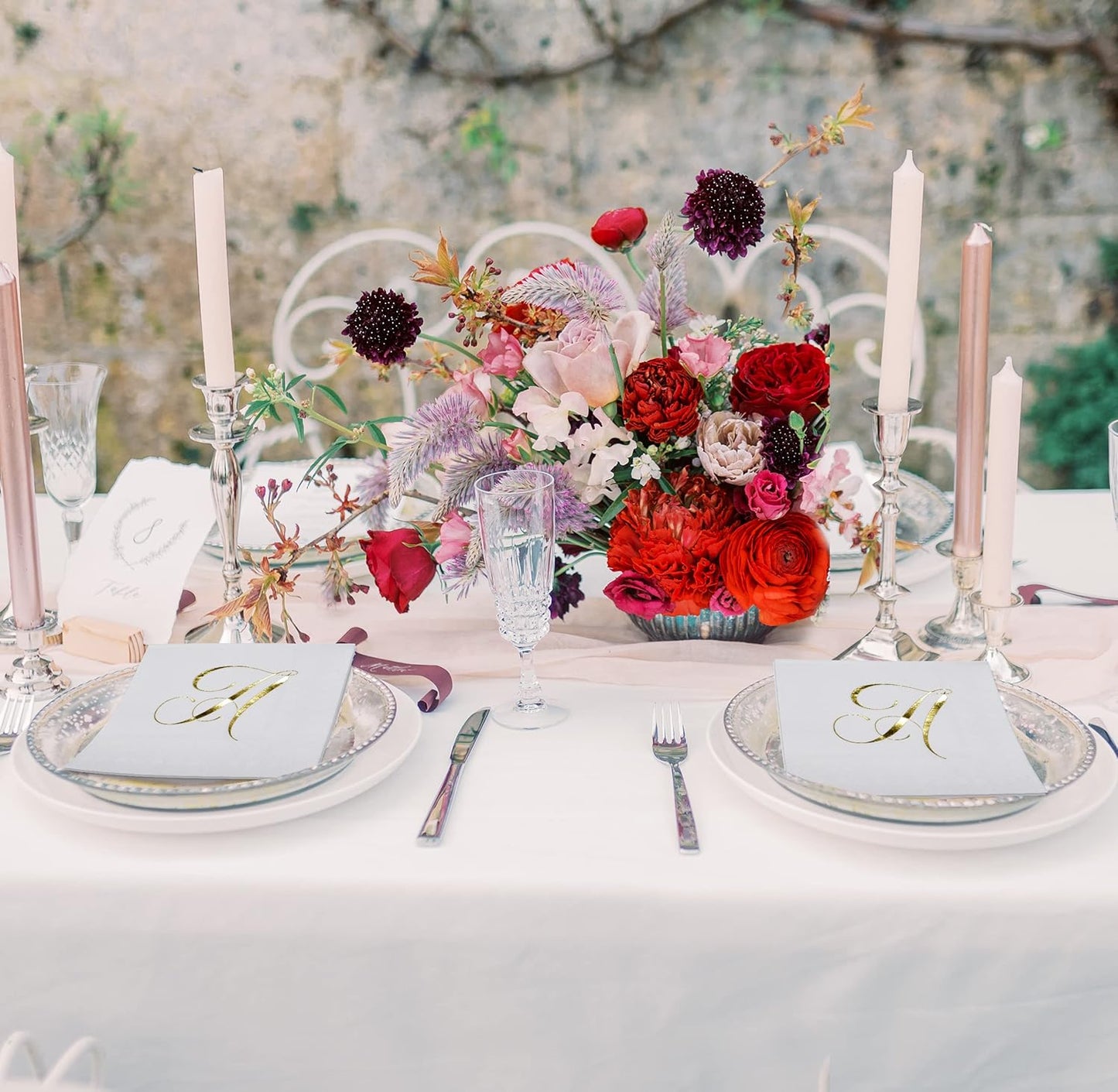 Gift Boutique 100 Gold Letter A Monogram Cocktail Napkins Disposable Paper Pack Elegant Metallic Golden Foil Hand Napkin for Powder Room Wedding Holiday Birthday Party Baby Shower Decorative Towels