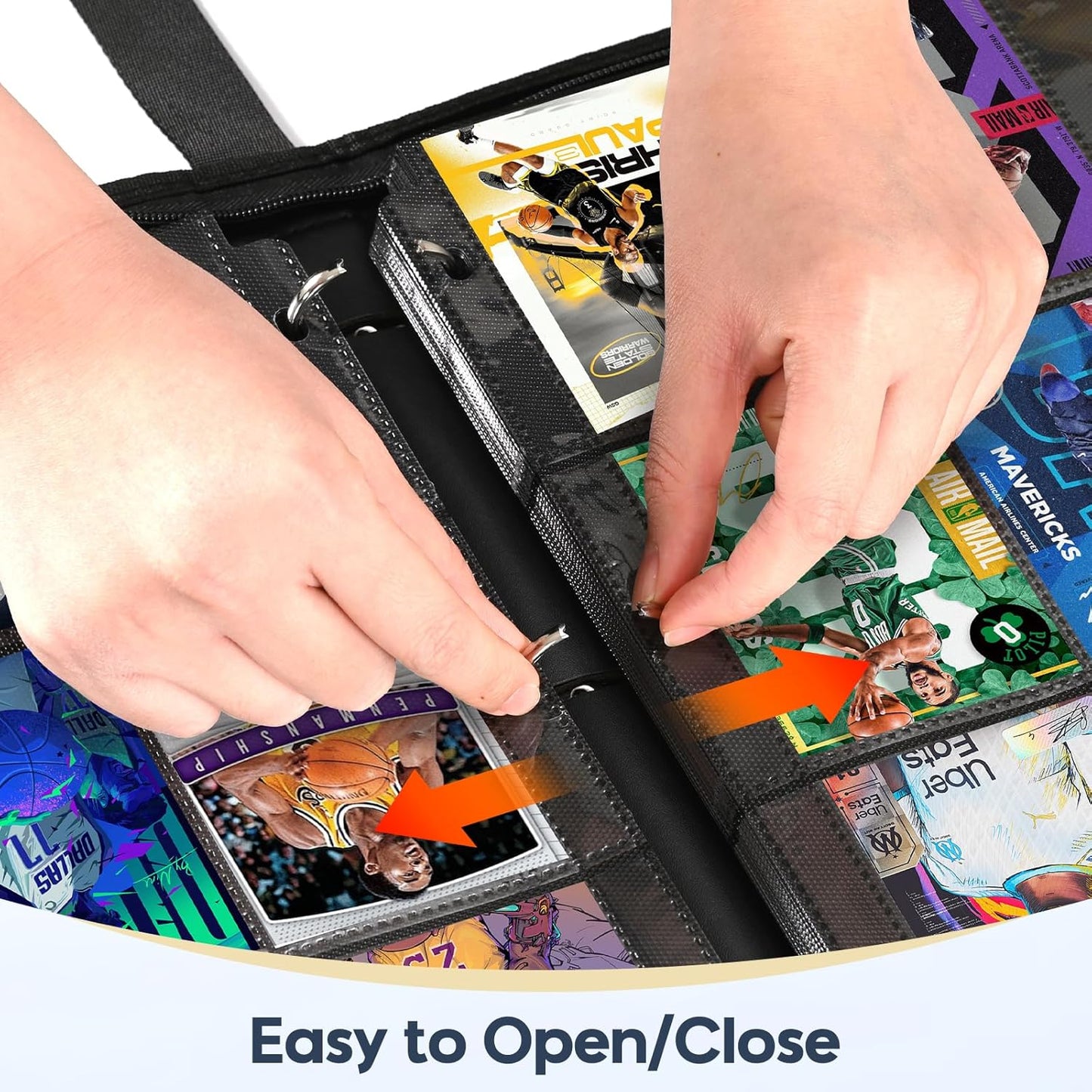 9 Pocket Card Binder, 900 Double Sided Pockets, PU Collection Binder for MTG, TCG, Sports Cards, Black (Black)