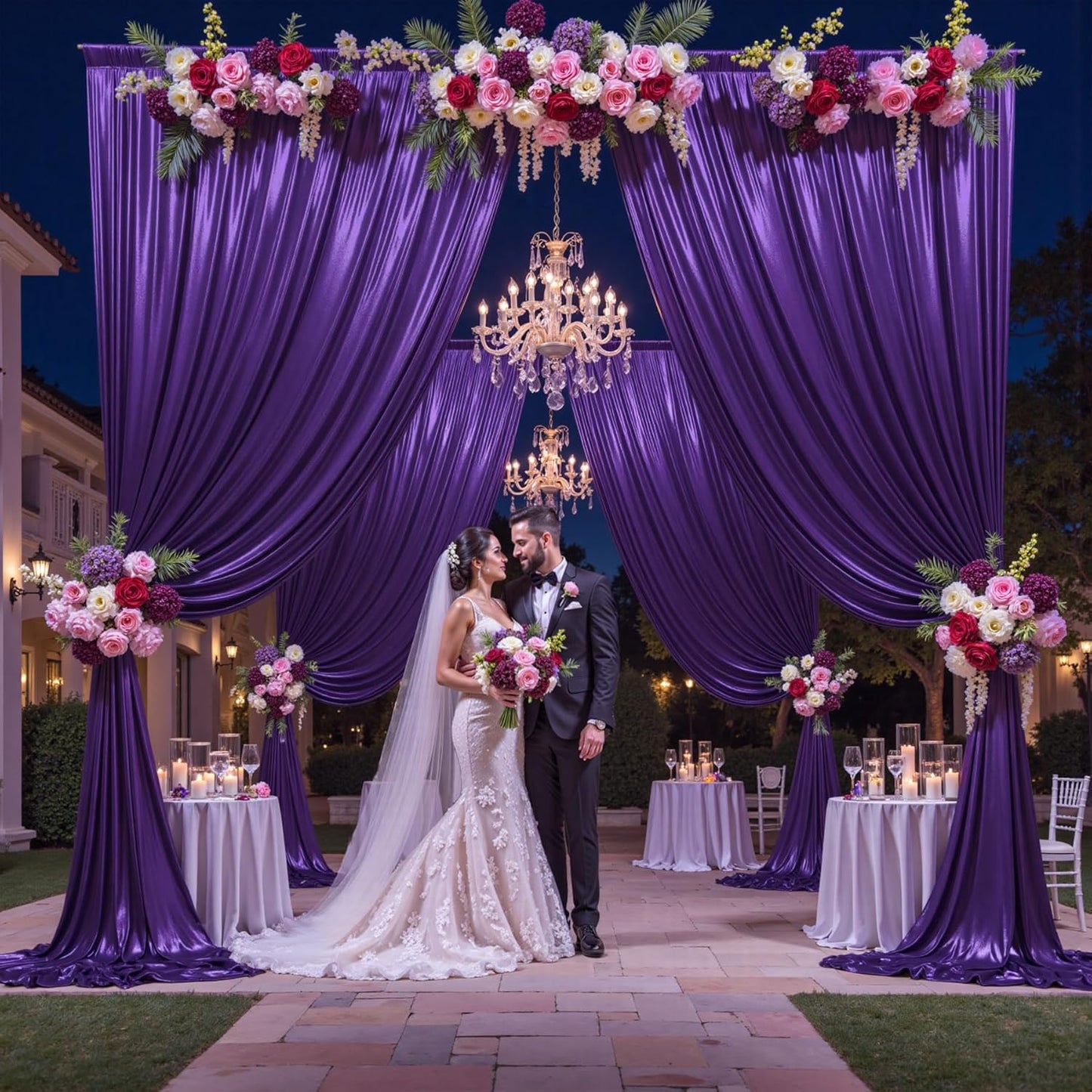 10x10 ft Purple Sequin Backdrop Curtain Panels for Parties, Wrinkle Free Glitter Photo Backdrop Drapes 2 Panels 5x10FT Shimmer Back Drop Cloth for Wedding Birthday Christmas Photography Background