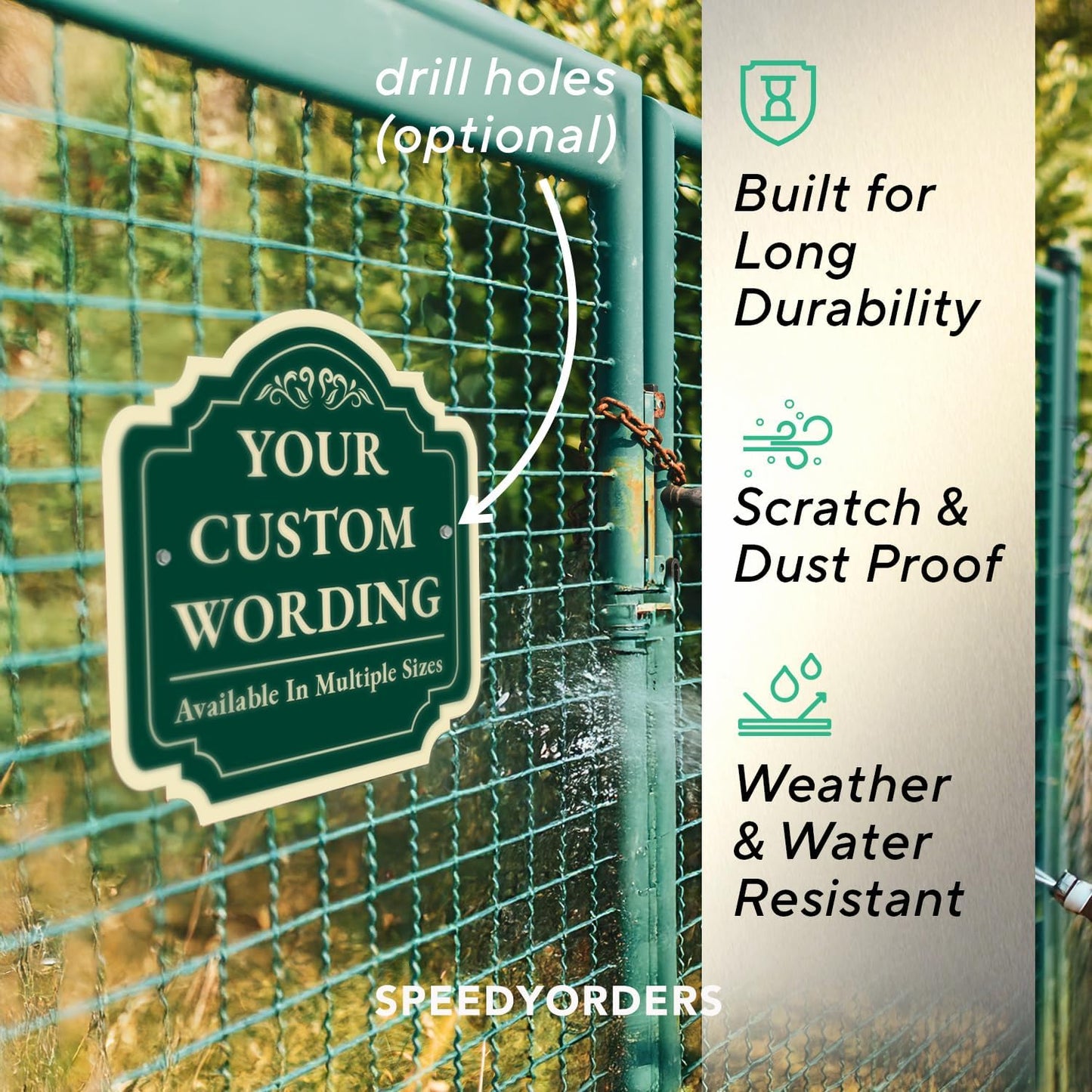 Custom Decorative Outdoor Metal Sign - Personalized Aluminum Driveway Sign, Waterproof, Made In USA - Design 2 Forest Green 18x18 In