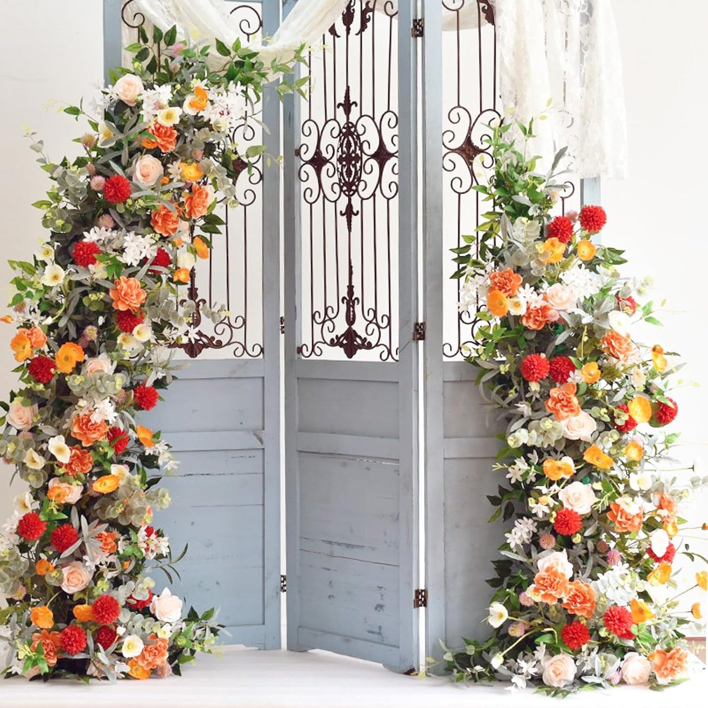 SATBIR 2pcs Large Wedding Arch with Base Flower Stand Arch Bracket Stand Backdrop Stand For Wedding Party Elegant Decorations & Garden Climbing Plants Vines,8.2&6.9 FT-Gold