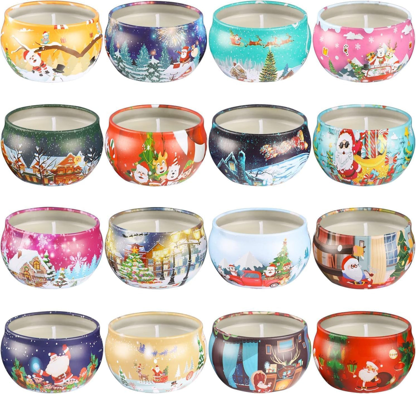 16 Pack Christmas Scented Candles Gift Set 2.5oz Strong Fragrance jar Candles Natural Soy Wax Candles Portable Travel Tin Jar Candles Gifts for Home Scented Decoration Birthday Valentine'sDay