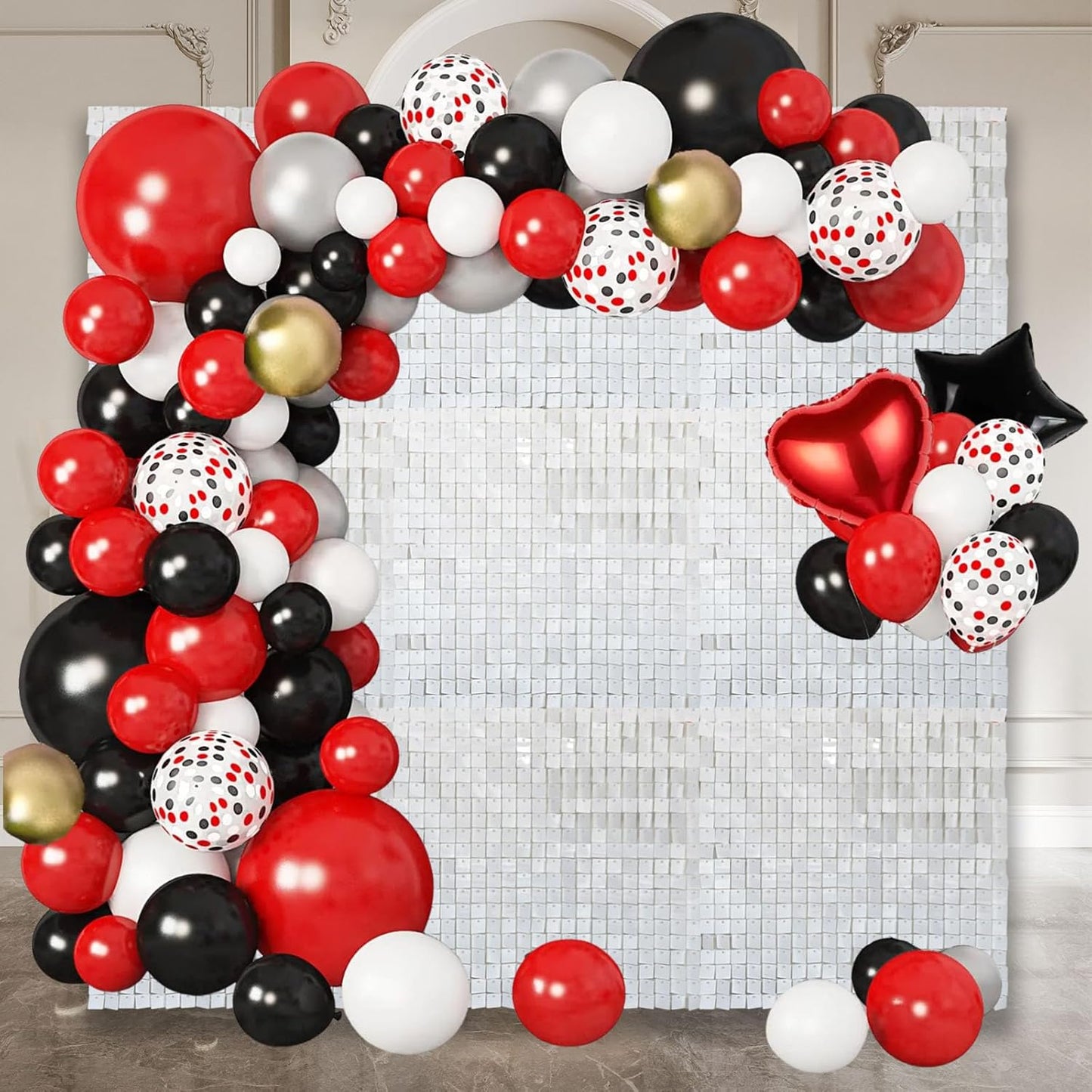 24PCS White Shimmer Wall Backdrop, Square Sequin Photo Backdrops Panel, Glitter Wall Background for Birthdays, Weddings, Christmas, Engagements, Disco Bachelorette Party Decoration (4FTx6FT)