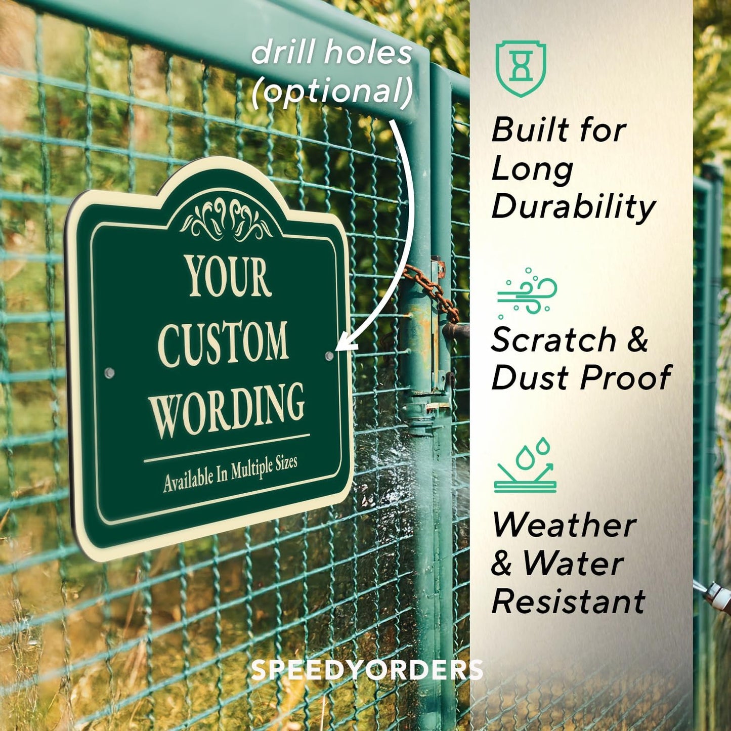Custom Decorative Outdoor Metal Signs - Personalized Aluminum Signs, Waterproof, USA Made - Design 1 Forest Green 24x18 In