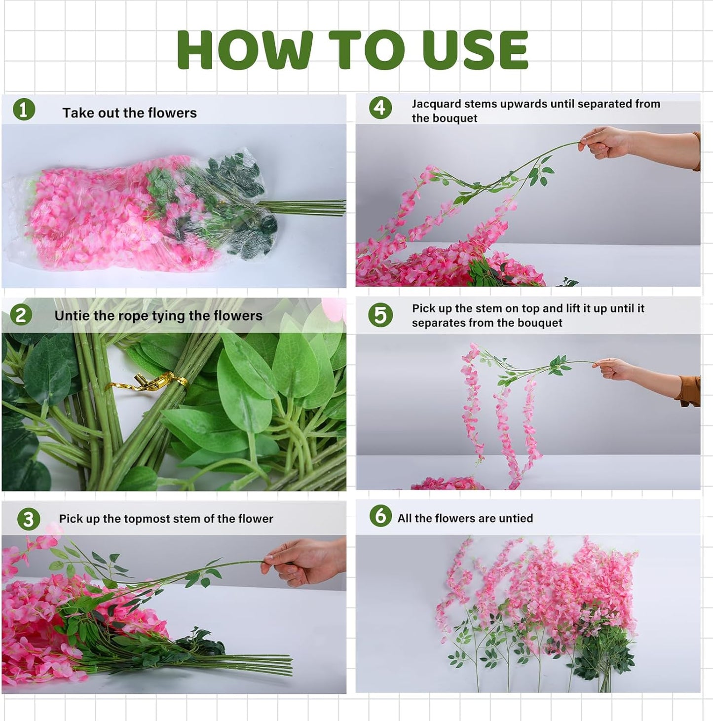 Wisteria Hanging Flowers,Fake Hanging Flowers,Wisteria artificiales Garland for Home Wedding Arch Floral Party Garden Ceremony Outdoor Decor,3.6 feet Long(50,Pink)