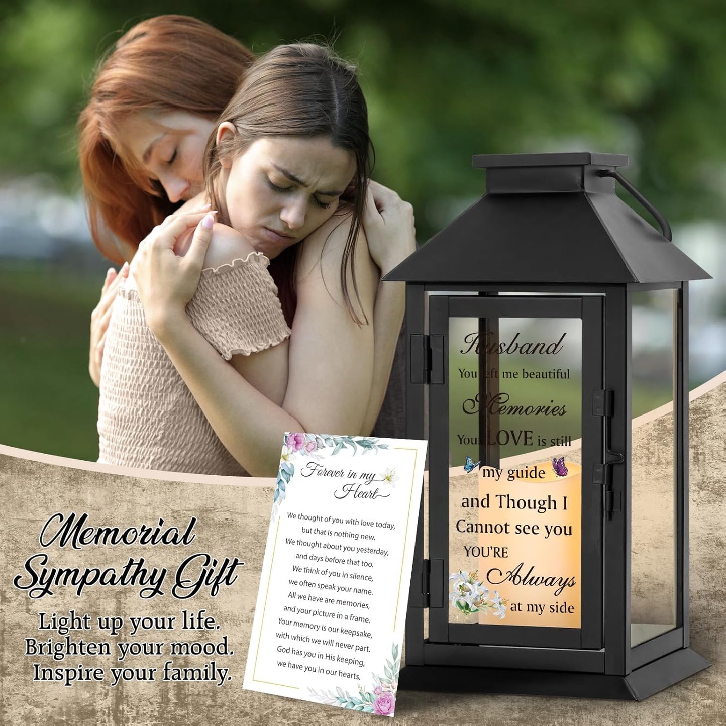 Memorial Gift for Loss of Husband Memorial Lantern for Loss of Husband Sympathy Gift Remembrance Gifts Bereavement Gifts for Loss of Husband Sympathy Lantern with LED Candle