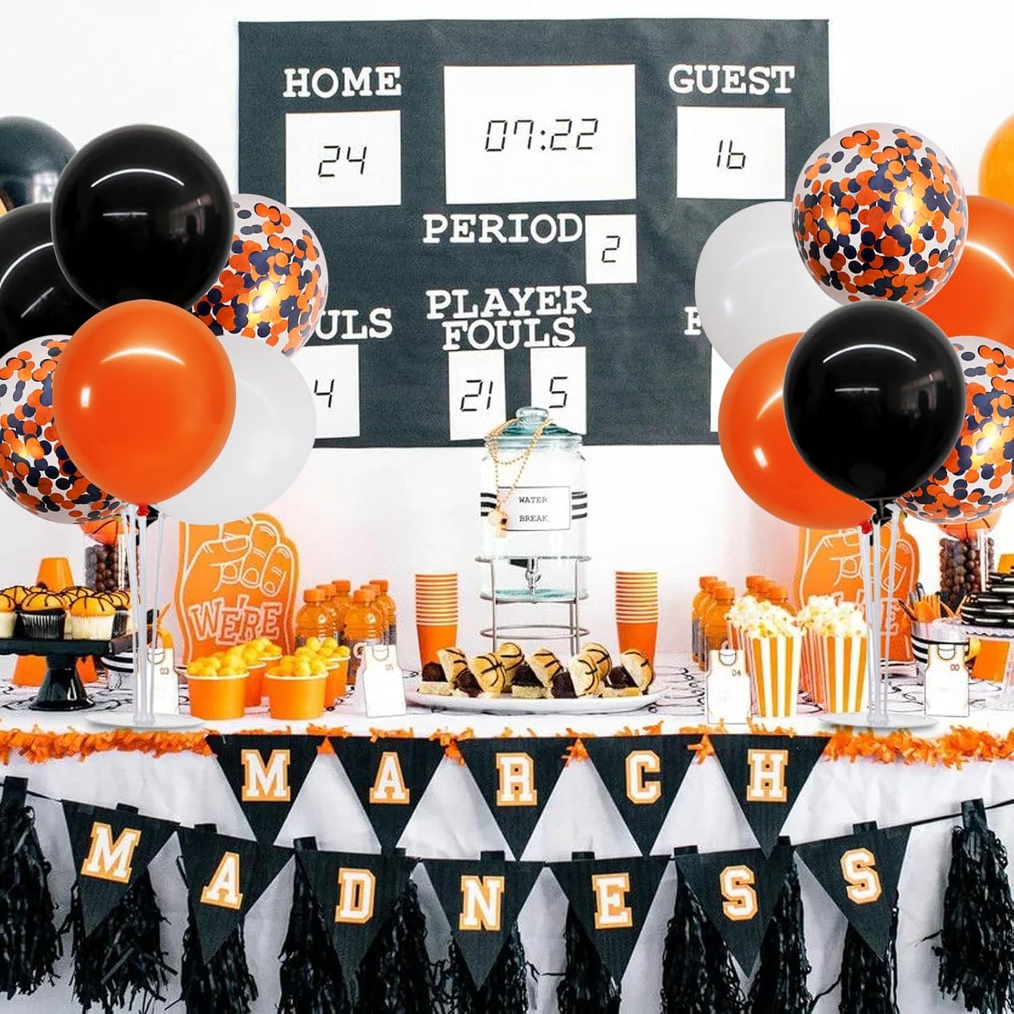 TONIFUL 4 Set Halloween Balloons Black Orange Confetti White Balloon Stand Centerpiece Table Decorations for Halloween,Celebration Party Bar,Anniversary,Graduation Decoration 2025