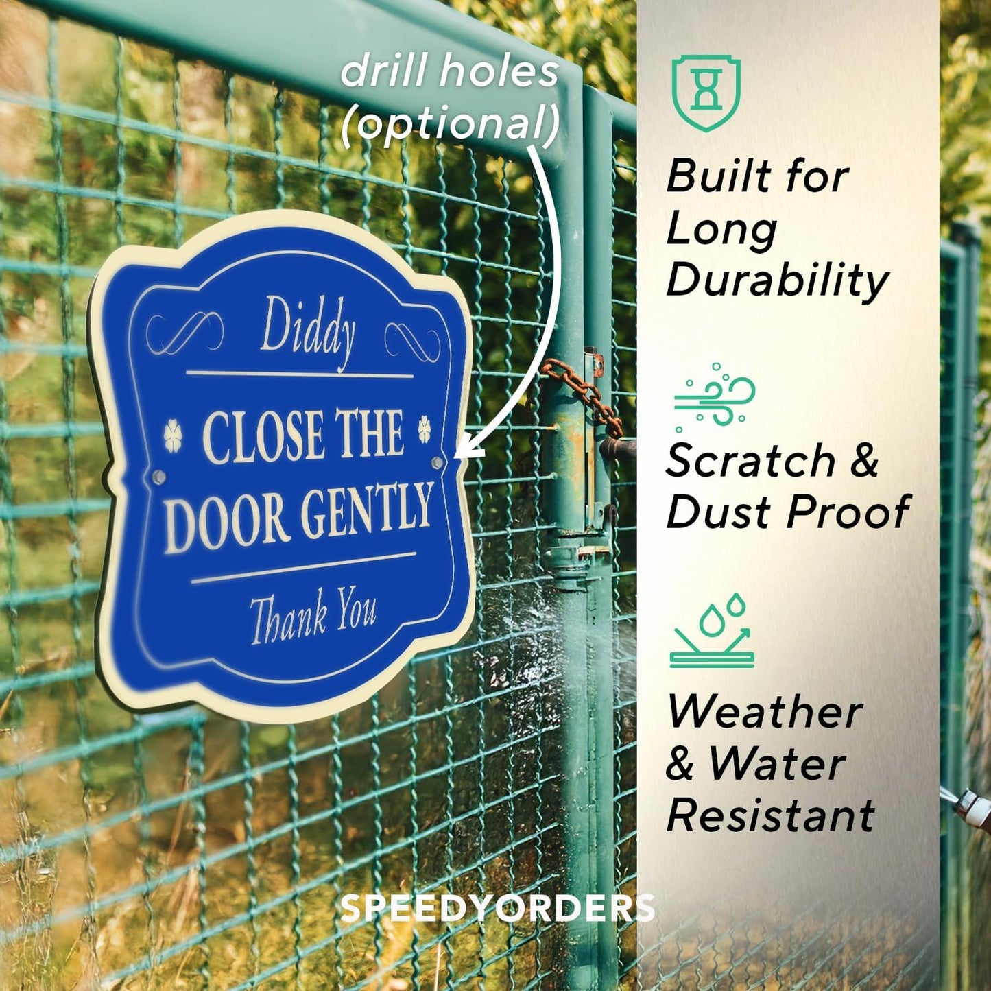 Custom Decorative Outdoor Metal Signs - Personalized Aluminum Signs, Design 3 Blue Steel, 10x7 In, Waterproof, Made In USA