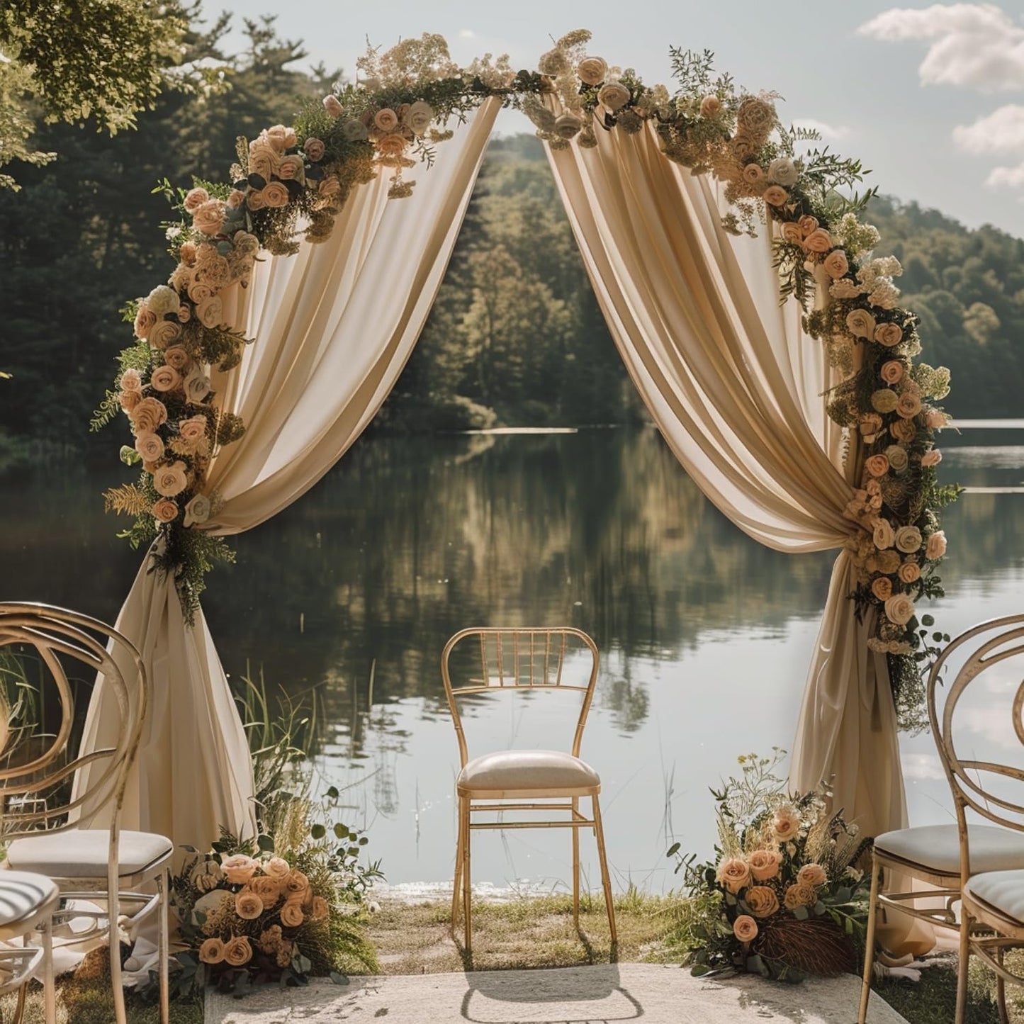 Wokceer Wedding Arch Draping Nude 2 Panels 28.7" x 20FT Sheer Fabric Drapes Backdrop for Ceremony, Birthday Party, Bridal Shower Decoration