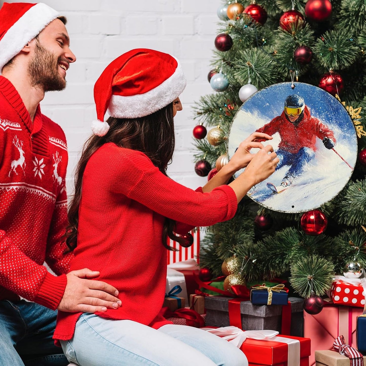 Round Ski Vintage Metal Sign Skiing Sign, Office Sign Home Décor Ski Lodge Décor Cabin Tin Sign 12 * 12 in