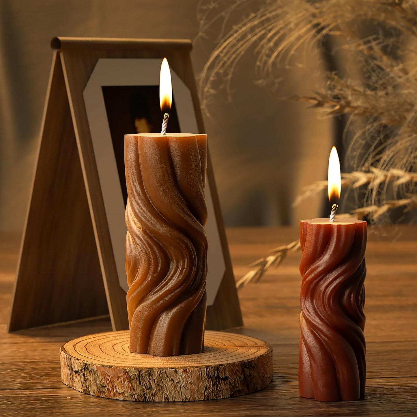 2 Pack Spiral Wave Resin Casting Molds - Silicone for 3D Animal Candle Making