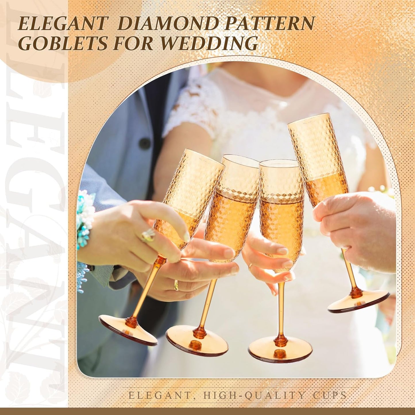 Remerry 48 Pack Detachable Plastic Champagne Flutes 5.5 oz Champagne Glasses Wedding Toasting Crystal Glasses Reusable Unbreakable Party Wine Cups for Wedding New Years Eve Party Supplies