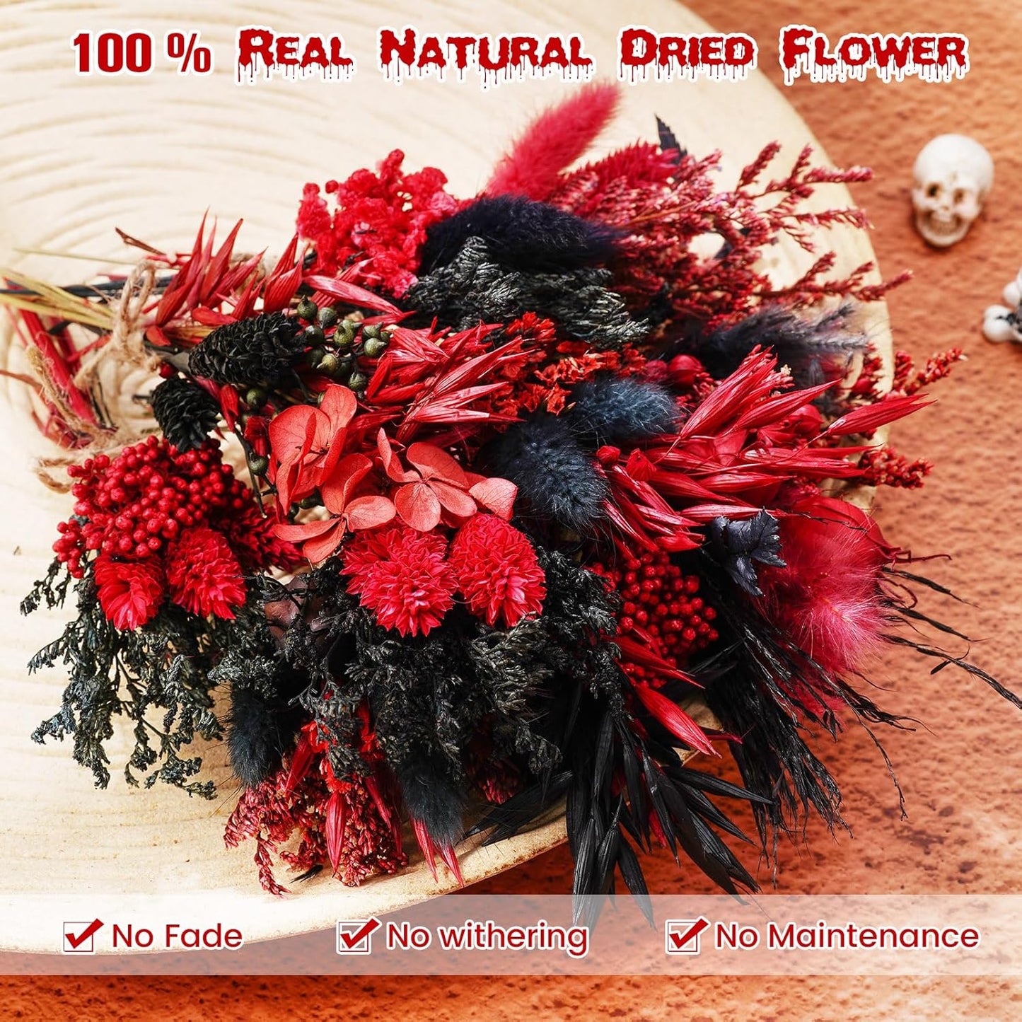 10/12/24/36 Pack Mini Dried Flowers for Vase Wedding Various Mini Bouquet Dried Small Wildflowers Natural Flowers Bulk for Crafts DIY Decor (12, Halloween Color3)