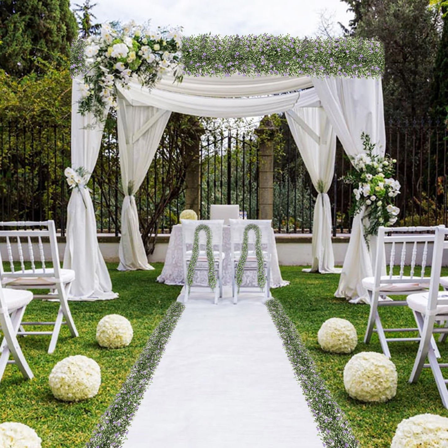 Artificial Baby Breath Flower Vines, Babys Breath Artificial Flowers Real Touch Faux Gypsophila Hanging Fake Baby's Breath Garlands for Wedding and Baby Shower Decor 2Pcs 5.8ft(Purple)