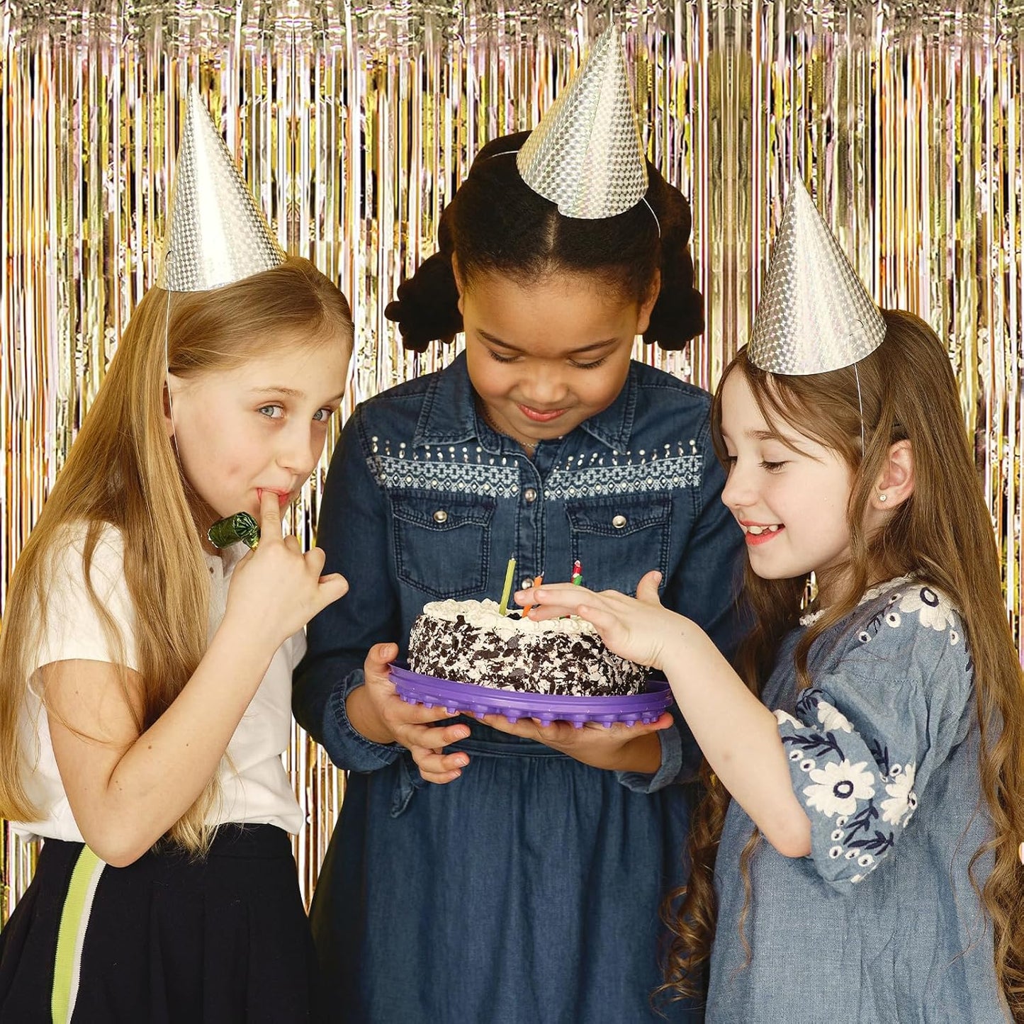 10 Pack Champagne Gold Backdrop Curtain 3.2ft x 8.2ft Metallic Tinsel Foil Fringe Curtains Photo Booth Background for Birthday Party Decoration Engagement Wedding Christmas Decor (Champagne Gold)