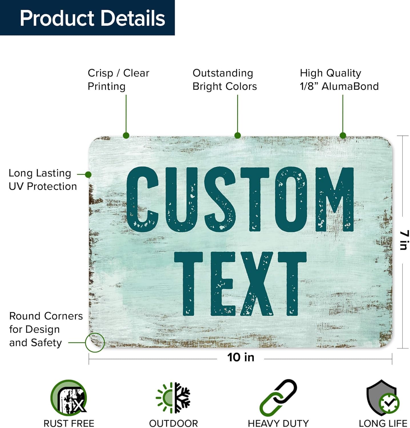 Custom Sign, Custom Street Sign, 11 Font Colors, 13 Font Styles, 4 Hole Options, 22 Sizes, 7x10 Inches, Rust Free DiBound, Fade Resistant, Made in USA by My Sign Center (Shabby Chic)