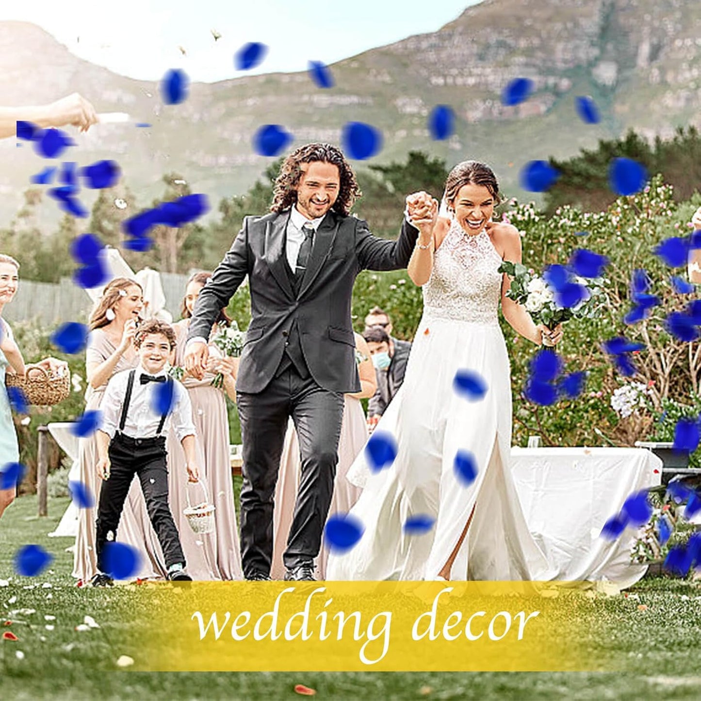 200Pcs Real Dried Preserved Royal Blue Rose Petals, Natural Flowers 1.75oz for Romantic Night Wedding Dinner Table Party Confetti Bridal Shower Decor, Royal Blue Decorations