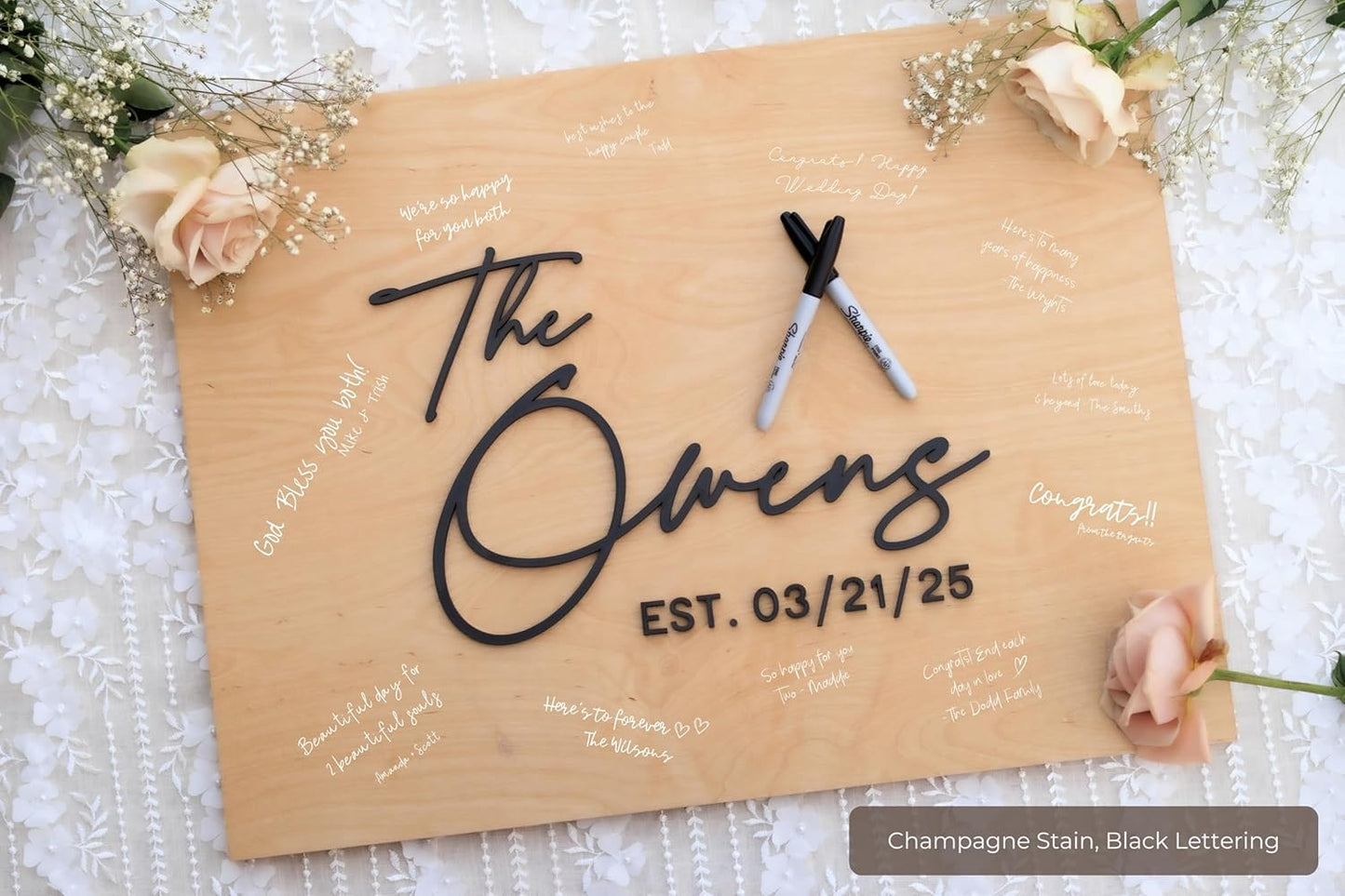 Personalized Last Name Guest Book, Unique Guest Book Sign, Custom Alternative Guest Book, Wooden Guest Book, Wedding Ceremony Guestbook Sign (Design 1)