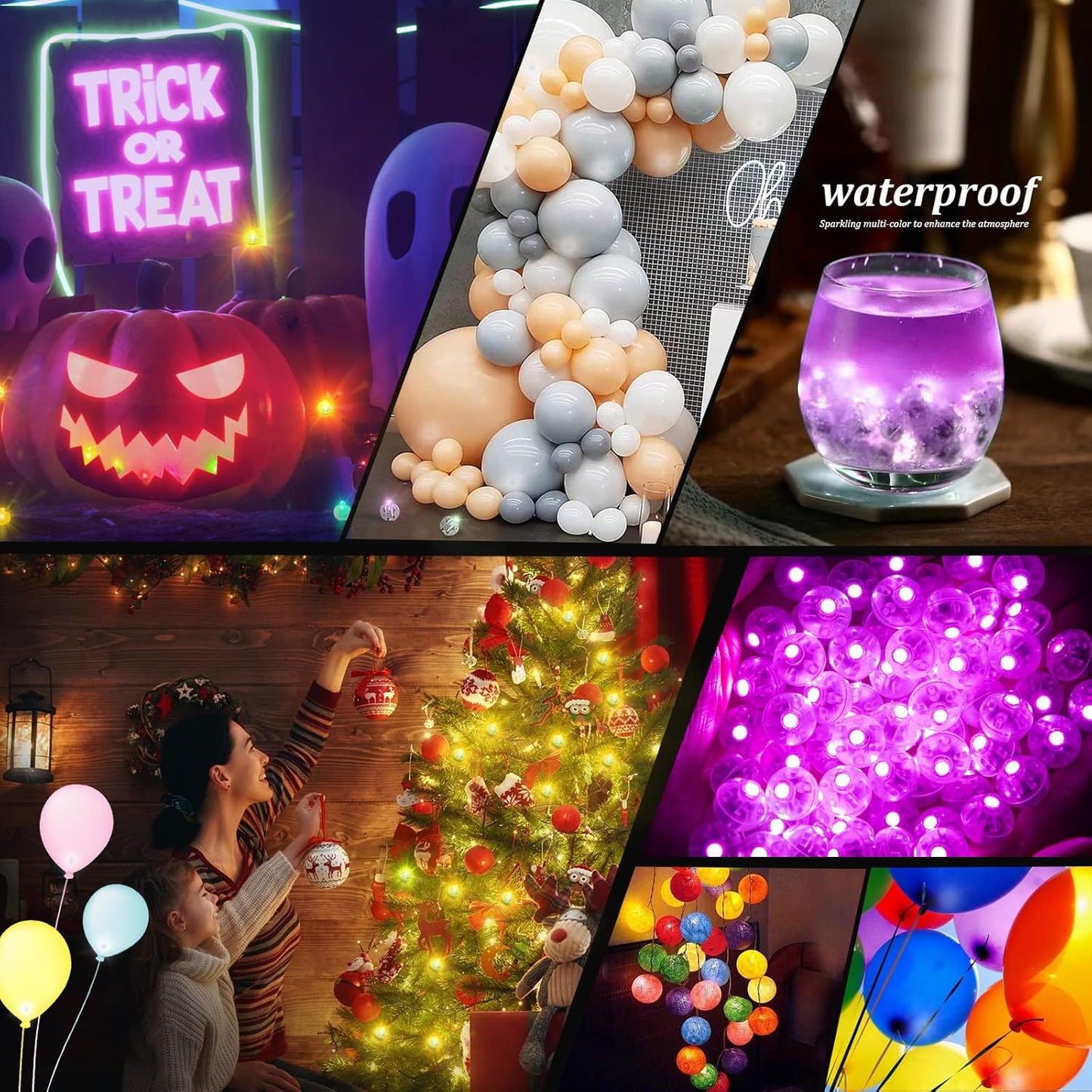 50pcs Pink LED Balloon Light, Mini Tiny Light Round Led Ball Lamp for Paper Lantern Balloon Indoor Outdoor Party Event Birthday Party Wedding Decoration Halloween Christmas Supplies