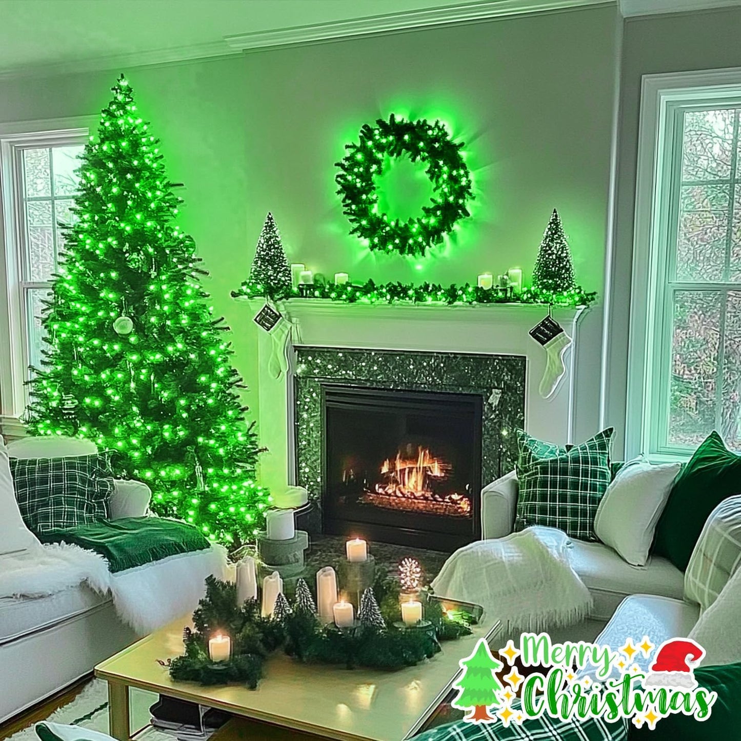 JMEXSUSS 500 LED Green Christmas String Lights Indoor Outdoor, 8 Modes 163 FT Green Halloween Lights Plug-in Clear Wire, Remote Control Christmas Tree Light for Tree Party Halloween