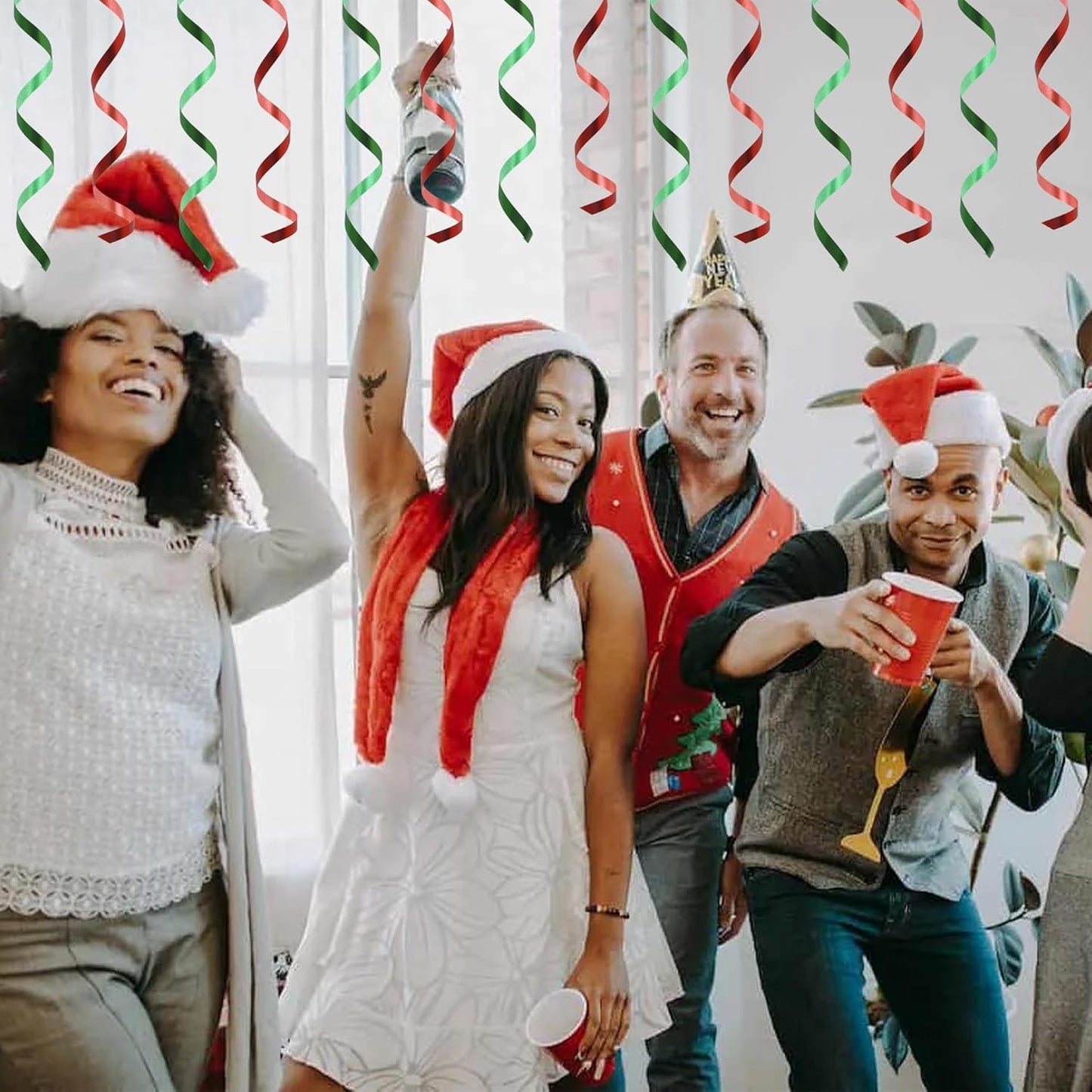 BEISHIDA Red and Green Christams Curling Ribbons Balloon String Ribbons - 2 Pack 100 Yards for Gift Warppping Birthday Christmas Wedding Party Decorations