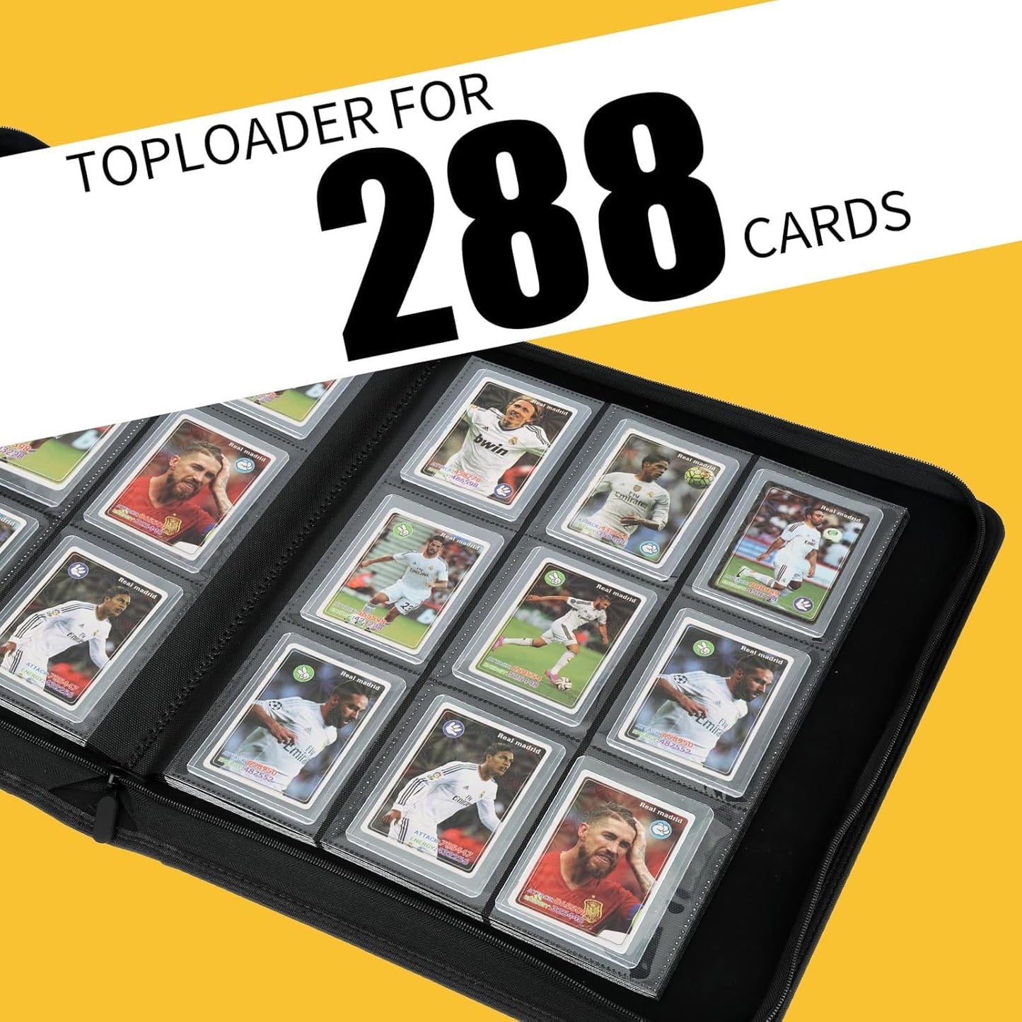 Toploader Binder with 9-Pocket Pages, Holds 288 "3×4" Rigid Toploader Hard Cases, Card Holder for Collectible Cards or Sports Cards, Durable Sleeves for Storage & Display (Red)